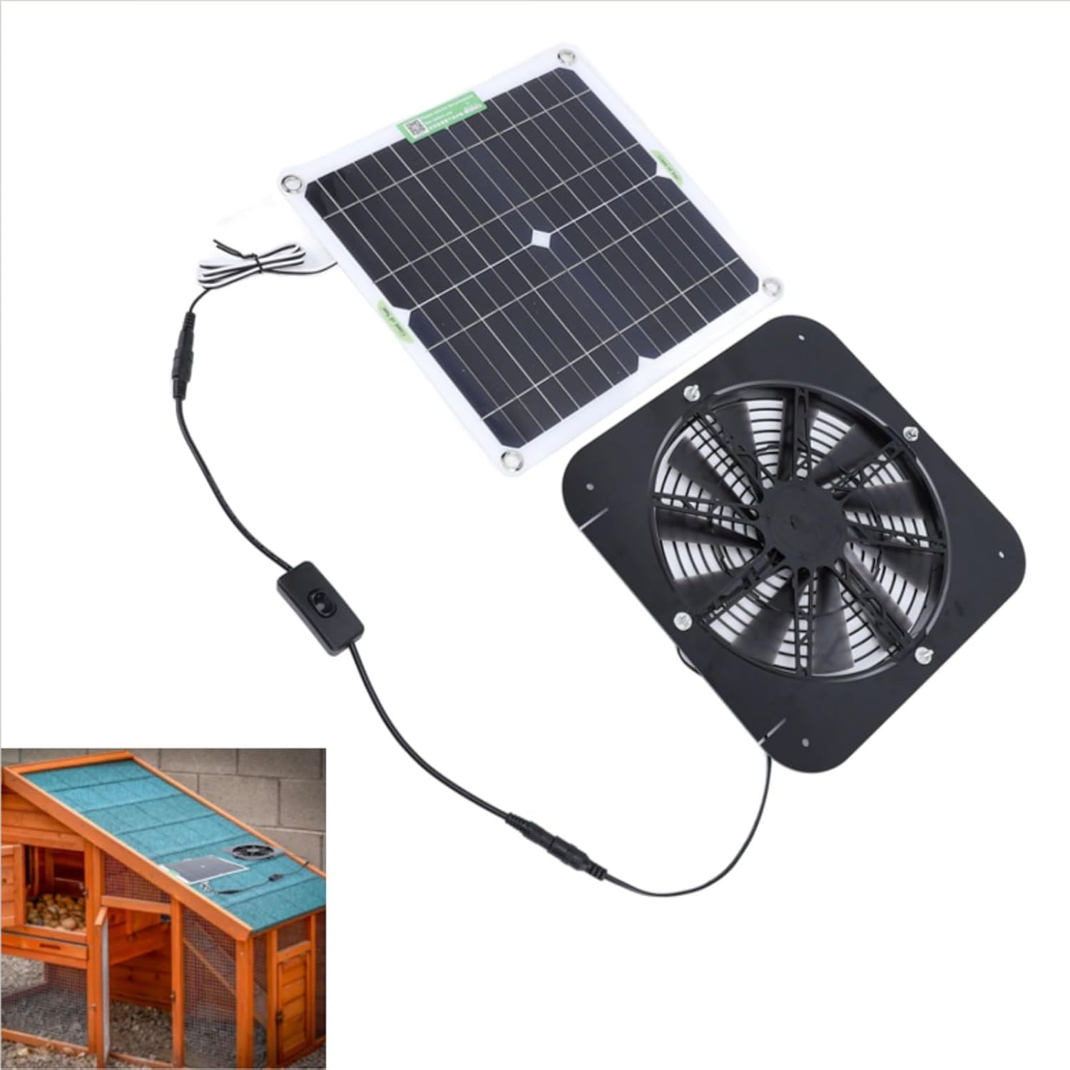 Solar Greenhouse Fan, Solar Fan for Greenhouse Circulation, 13.5Inch100W Solarexhaust Fan for Dog Chicken House Greenhouserv image number 2