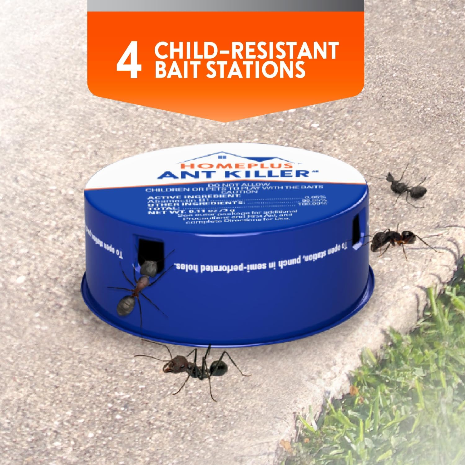 Home plus Ant Killer (4-Pack), Metal Ant Traps Indoor & Outdoor, Ant Bait Station, Effective Ant Control System, 4 Cans Ant Bait Traps, Ant Traps W/Food-Based Attractants, Pesticide-Free Ant Baits
