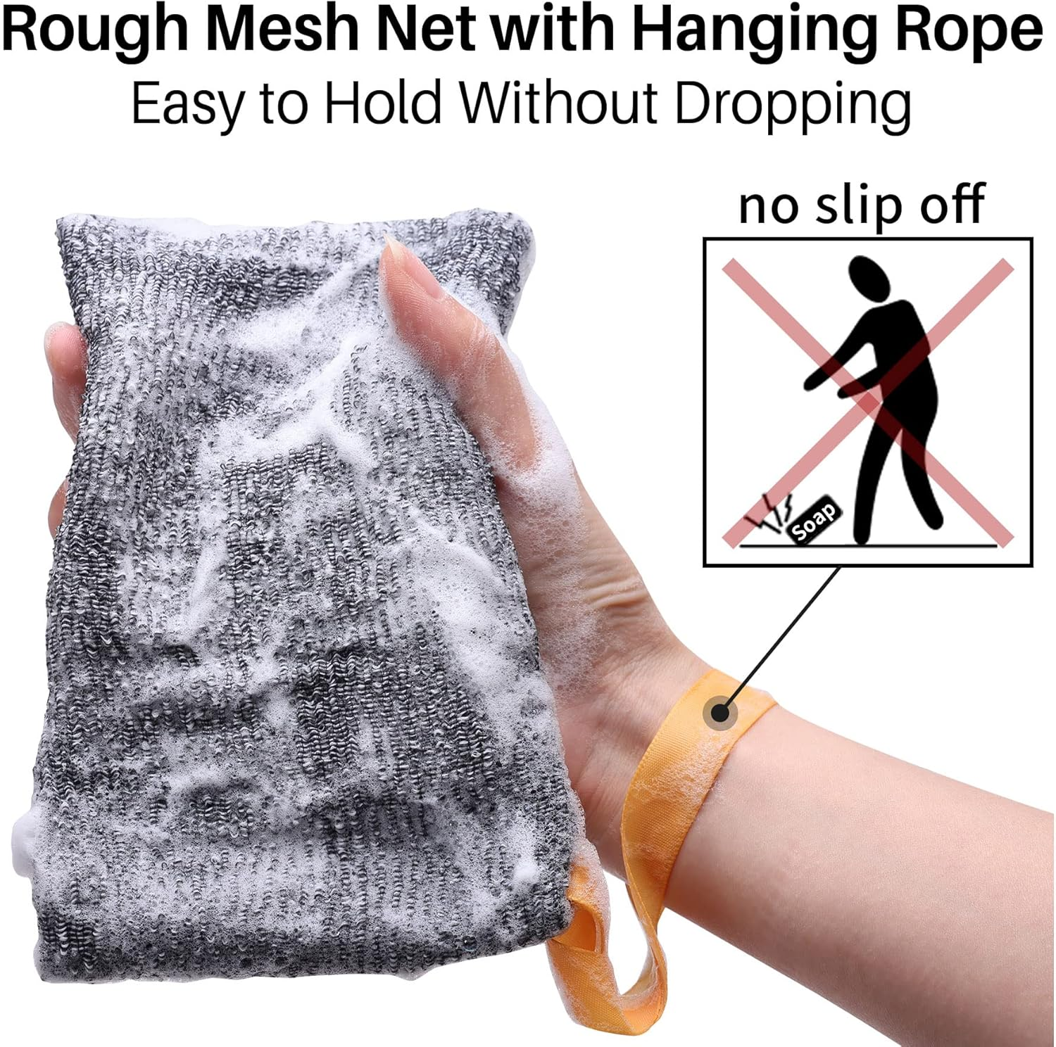 Antimbee 6-Pack Soap Pocket Exfoliating Soap Saver Pouch, Body Scrubber Rough Sponge Exfoliator for Bath or Shower, Gray Mesh Bar Soap Foam Lather Pouch image number 4