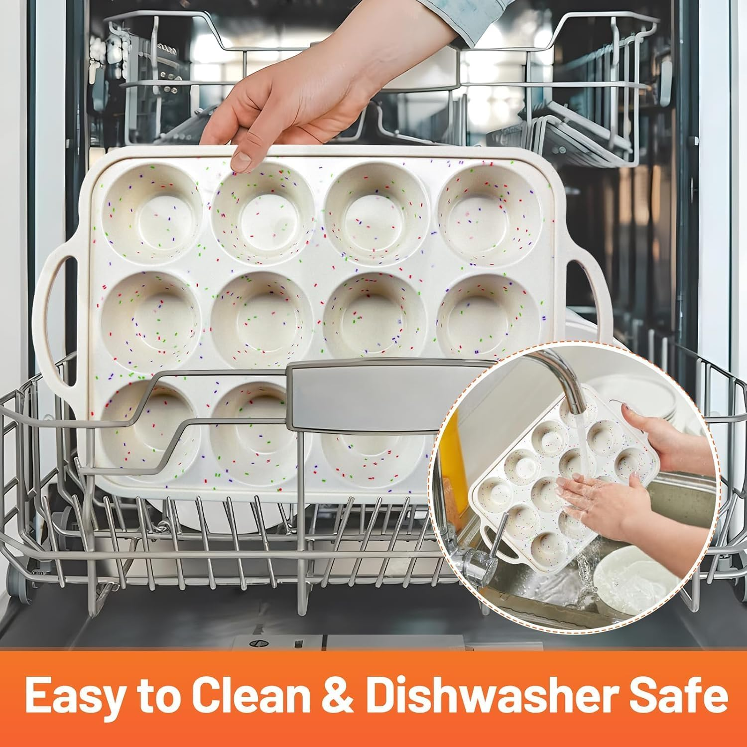 2Pack Silicone Muffin Pan for Baking, Mini Nonstick Silicone Baking Pan Cupcake Set, BPA Free Silicone Muffin Tray, Cupcake Baking Pan Molds for Oven Dishwasher Safe image number 3