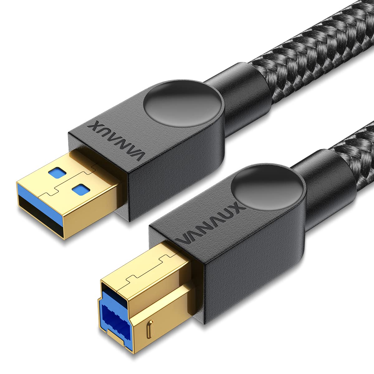 VANAUX USB 3.0 Cable B Male to USB a Data Cable USB 3 Type B Cord Compatible with Docking Station, External Hard Drivers, Scanner and More-Black (33Feet/10M)
