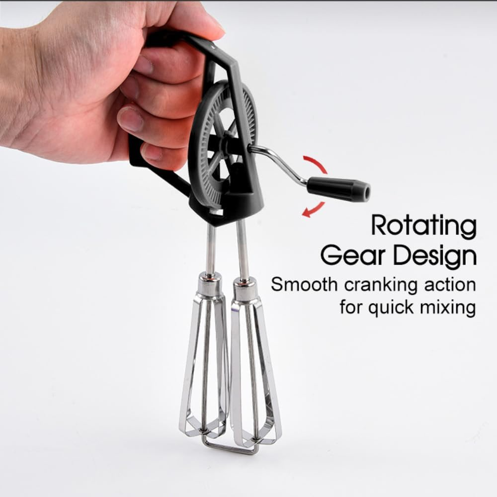OZSTOCK Manual Hand Mixer Stainless Steel &ndash; Egg Beater & Dough Whisk with Comfort Grip Handle &ndash; Rotary Whisk Tool for Baking, Whipping Cream, Mixing Batter &ndash; 6.5X25.5Cm, No Electricity Needed (1) image number 6