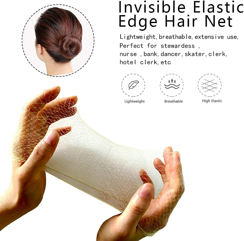 50PCS Hair Nets Invisible Mesh Hair Nets (Blonde) Elastic Bun Hair Nets for Ballet Dancer, Gymnastics, Horseriding,Chef,Nurse - Blonde image number 5