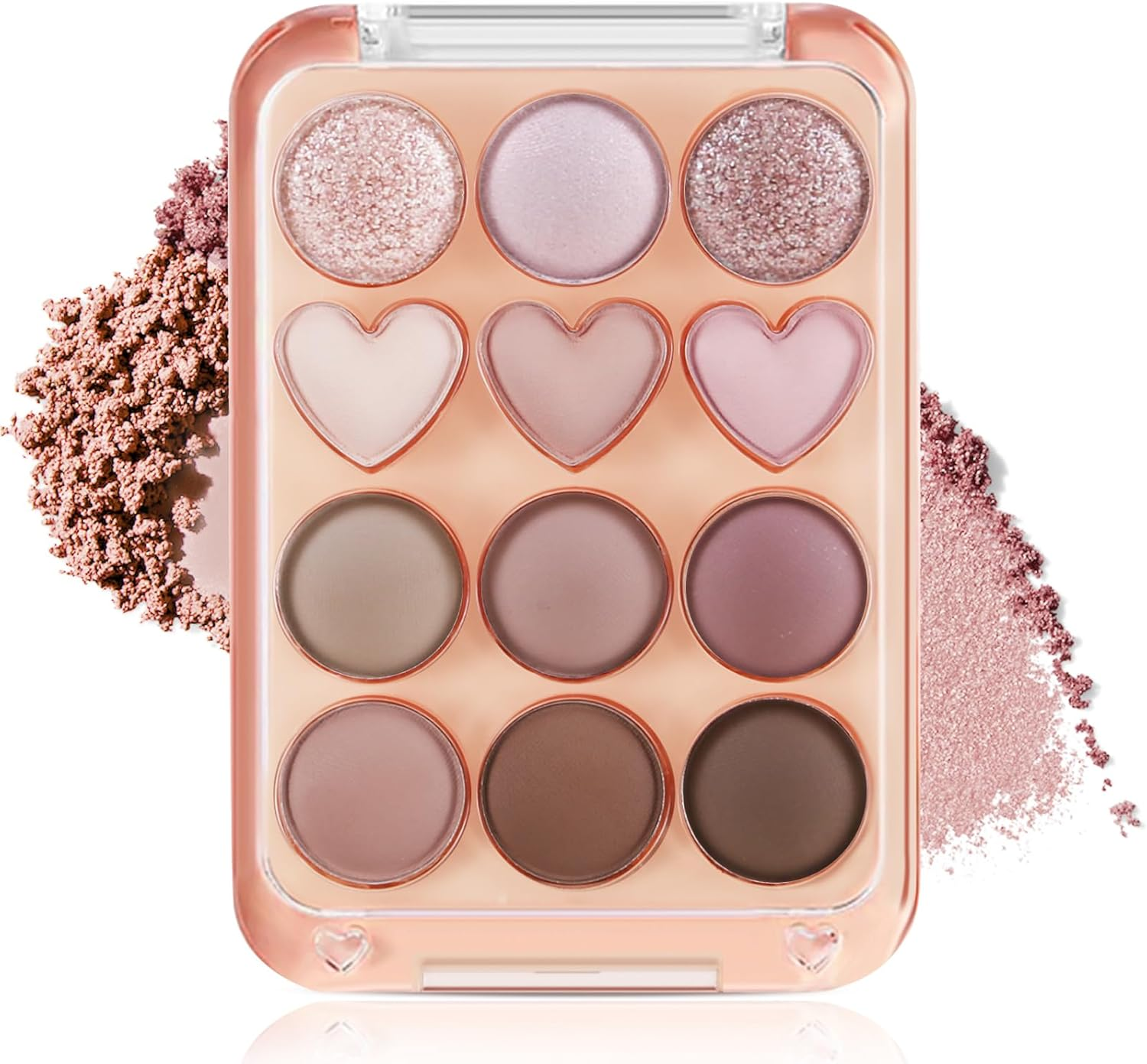 Boobeen Colorful Eyeshadow Palette, Blendable Shimmer and Matte Nudes Shades, 12 Pigmented Powder, Bright Eye Makeup Palette