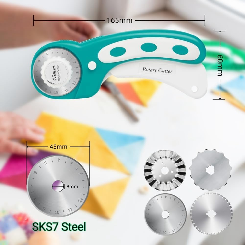 45Mm Rotary Cutter for Fabric Crochet Edge Skip Blade Perforating + 8Pcs Rotary Blades 1Set image number 5