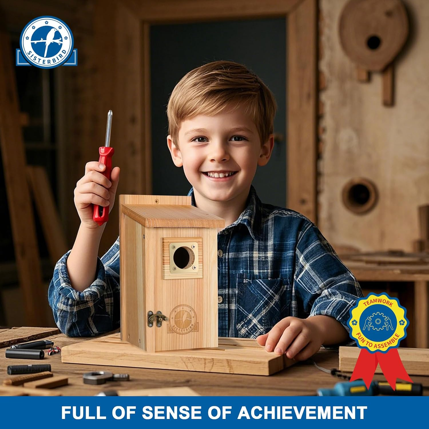 Bird Houses for outside Clearance with Copper Guard, Cedar Bird House Outdoor, Bluebird Finch Swallow Wren Chickadee image number 6