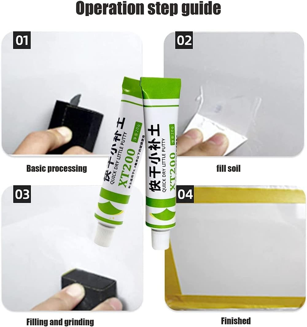 Gogolonge Fiberglass Boat Repair Paste,3Pcs XT200 Quick Dry Little Putty,Car Scratch Remover Touch up Paste Fix Tools for Scratches,Cracks,Gouges (White) image number 2