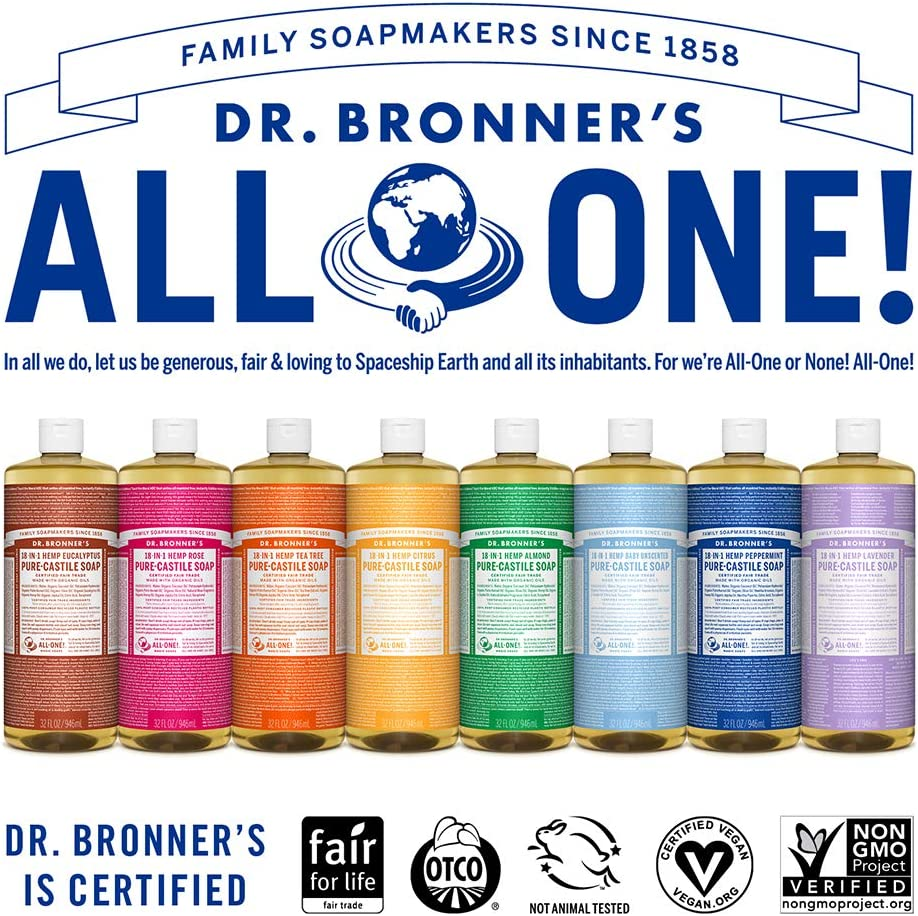 Dr. Bronner'S - Pure Castile Liquid Soap 2-Pack - Organic Coconut Oil Cleanses & Nourishes - Rose - 32Oz image number 4