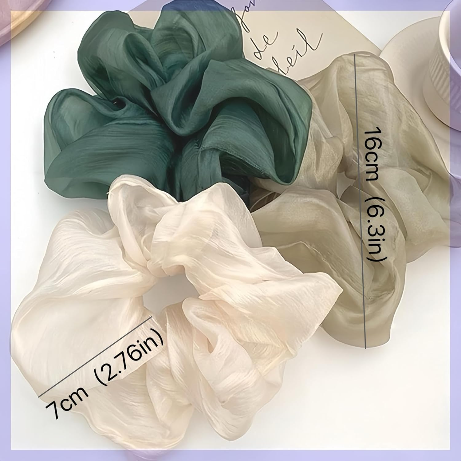 Ypkia Pack of 4 Large Mesh Scrunchie Hair Scrunchies Women'S Ponytail Holder Elastic Cable Elastic for Women and Girls