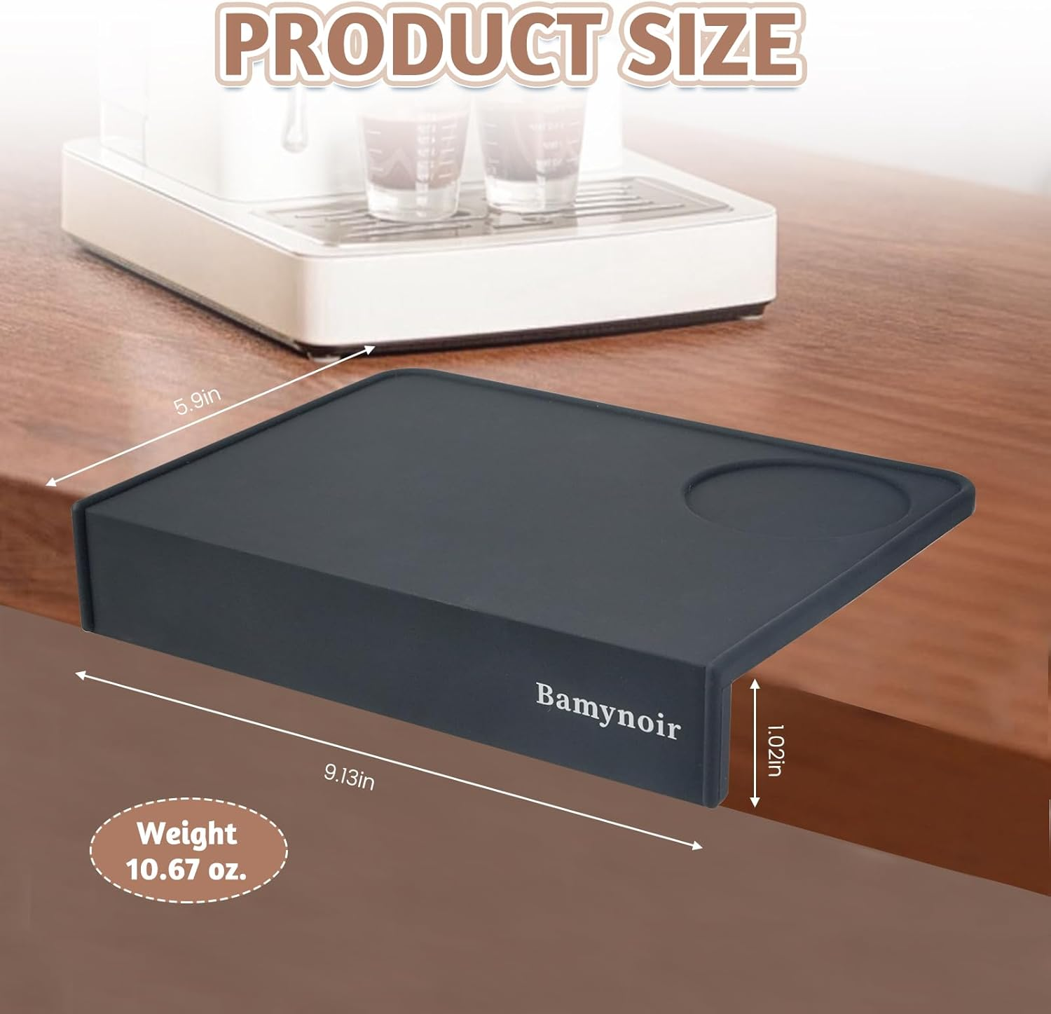 Bamynoir Coffee Tamper Mat,Espresso Tamping Station,Food Grade Silicone,8&Prime;&times;6&Prime;Premium Barista Tamping Mat,Non-Slip Portafilter Base & Espresso Station for Precision Coffee Grounds (Black-A) image number 1