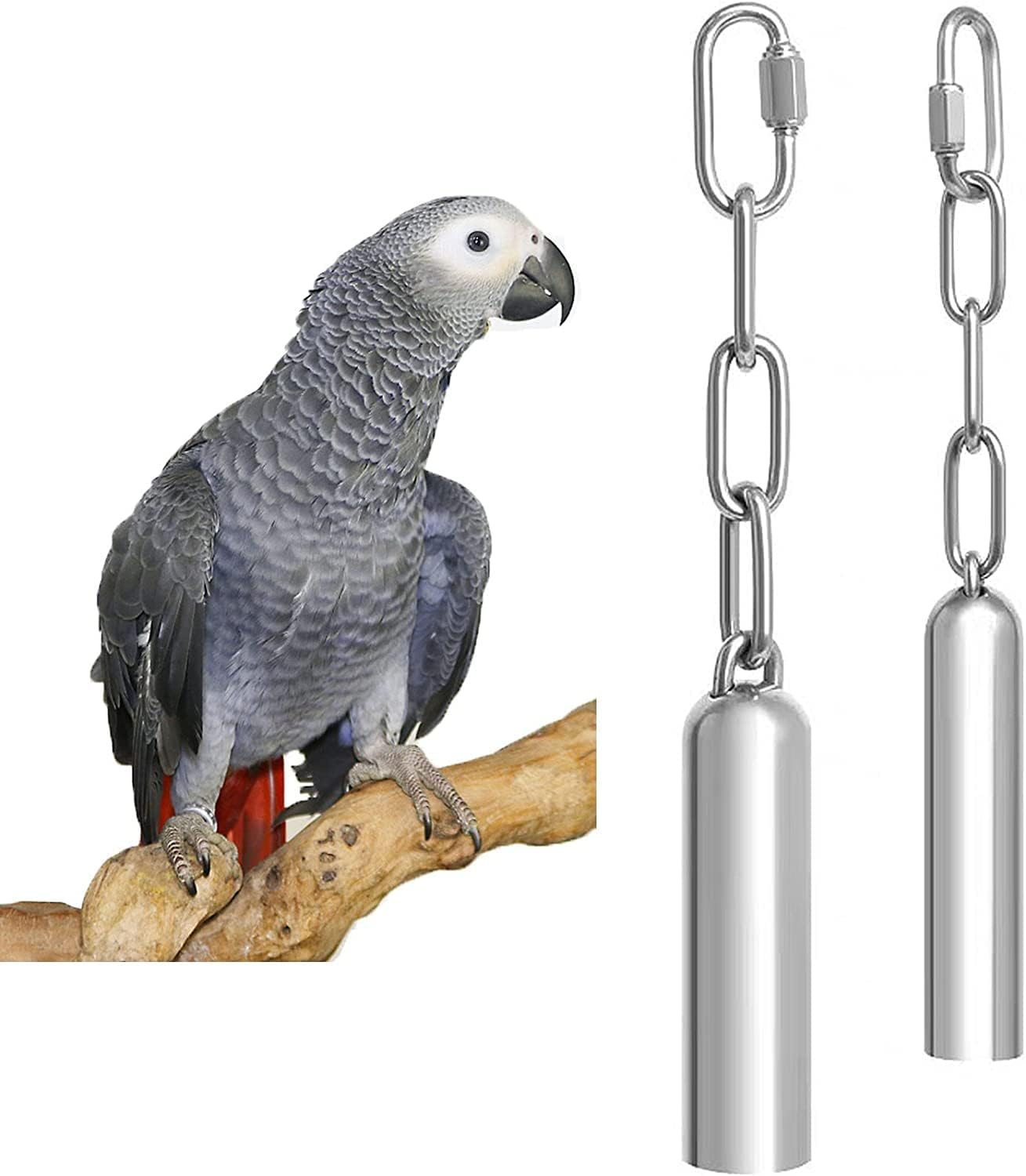 Norhogo 2 Pieces Bell for Parrots, Stainless Steel Bell Toy, Stainless Steel Bell Toy for Parrot, Macaw, African Grey, Cockatiel, Cockatiel, Cockatiel image number 3