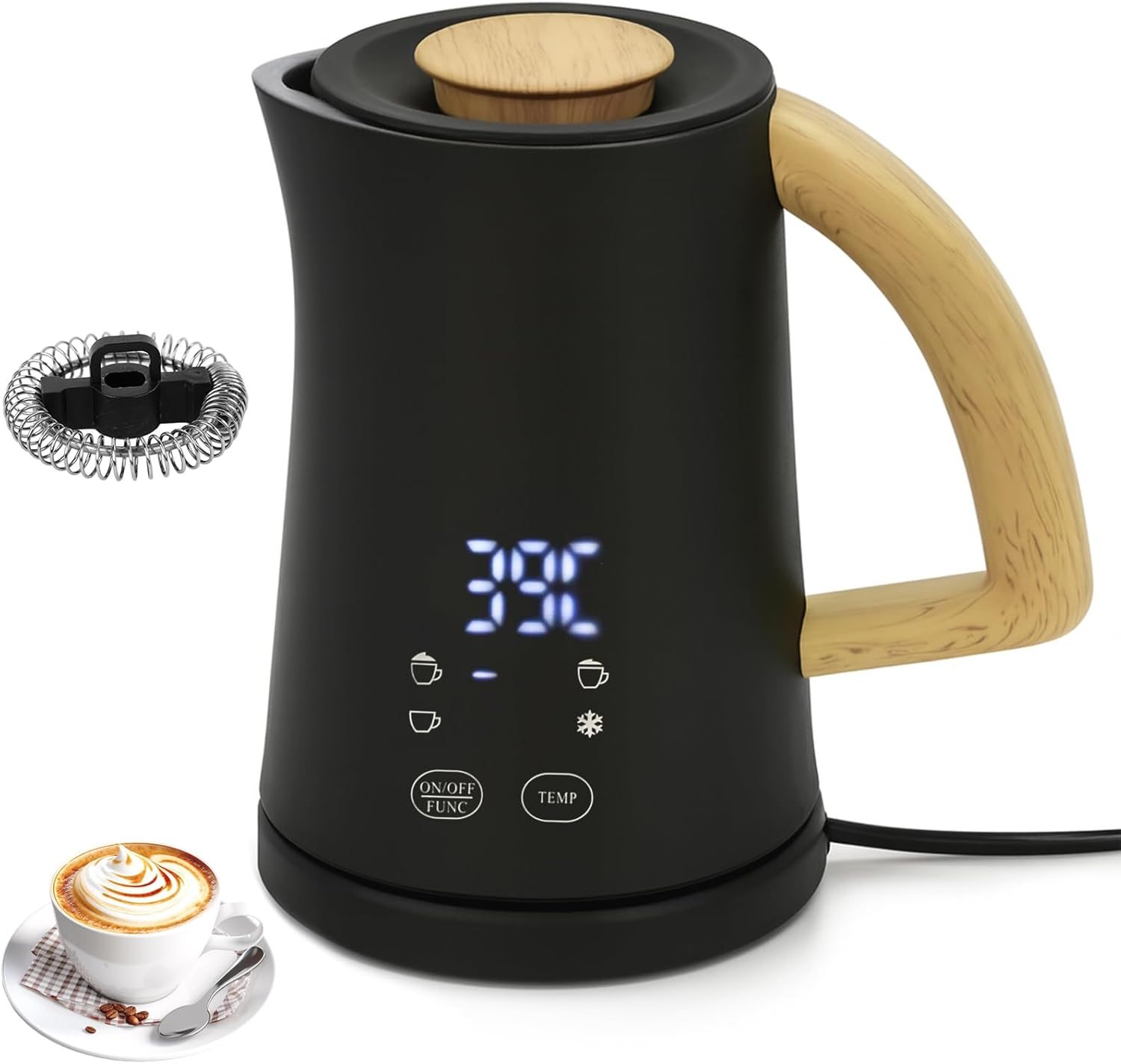 Advwin Electric Milk Frother, 4-In-1 Hot & Cold Frothing Coffee Steamer Frother, Digital Display Foam Maker with 500Ml Milk Heating, 290Ml Foam, Perfect for Latte, Cappuccino, and Coffee Drinks | 500W image number 1
