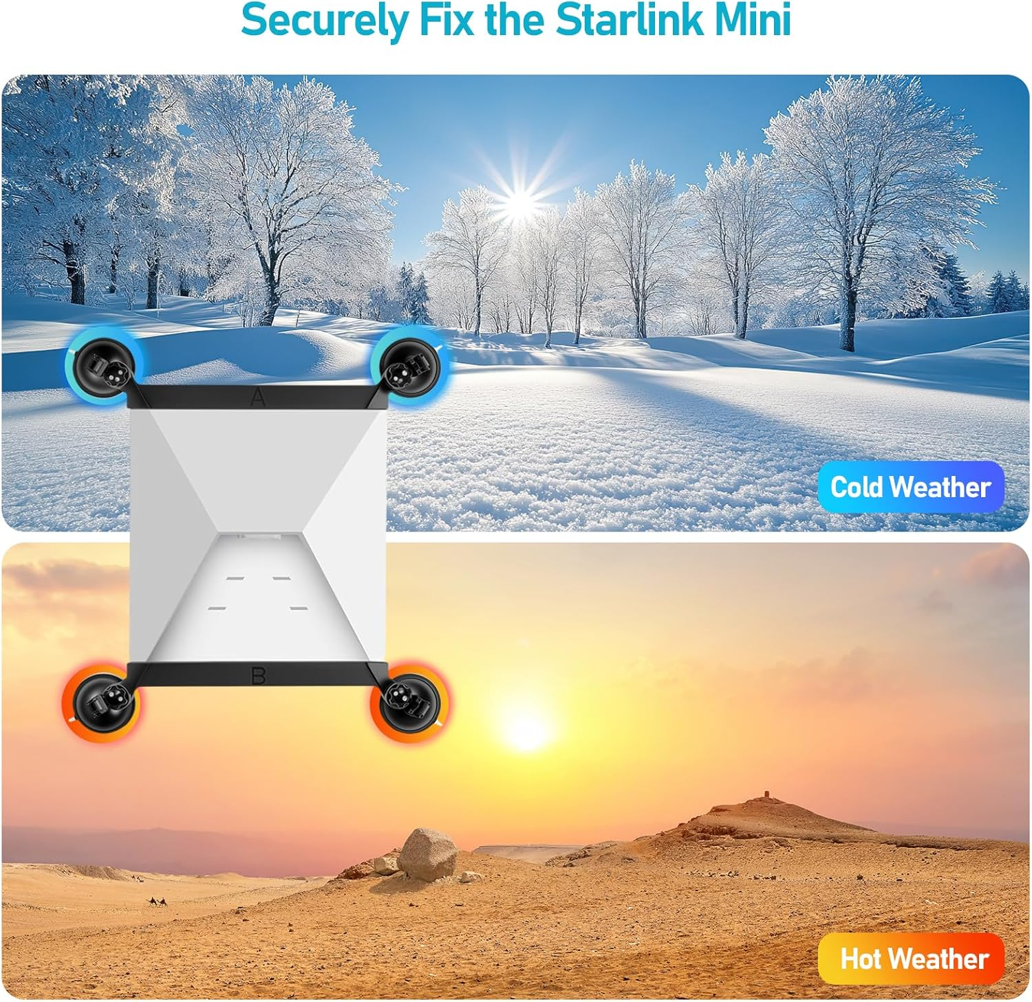 Daboot Starlink Mini Mount - Suction Cup Car Mount for Star Link Mini Accessories Mounting Kit for Vehicle Windows and Sunroofs Starlink Mini Roof Holder for Car, RV, Boat, Truck Glass (Black) image number 5