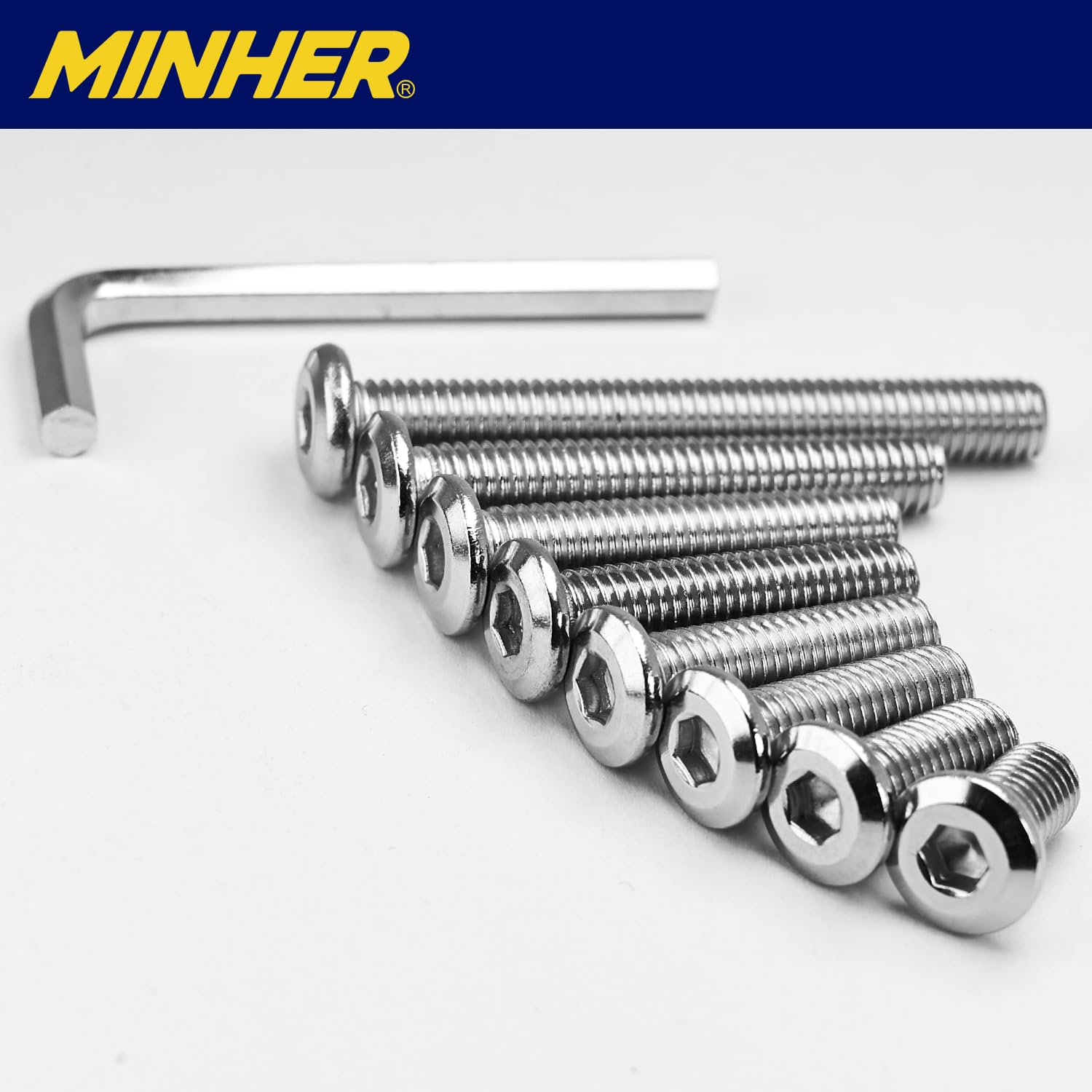 MINHER M5 X 35Mm 20Pcs Flat Head Hex Socket Cap Screws Bolts, Furniture Bolts, 304 Stainless Steel 18-8, Full Thread (With Hex Spanner) image number 5