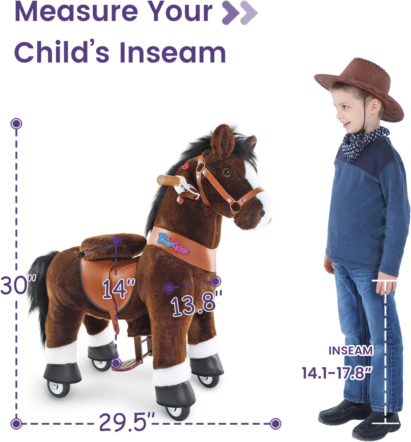 Ponycycle Official Classic U Series Ride on Horse Toy Plush Walking Animal Chocolate Brown Horse U3 for Age 3-5 U321 image number 6