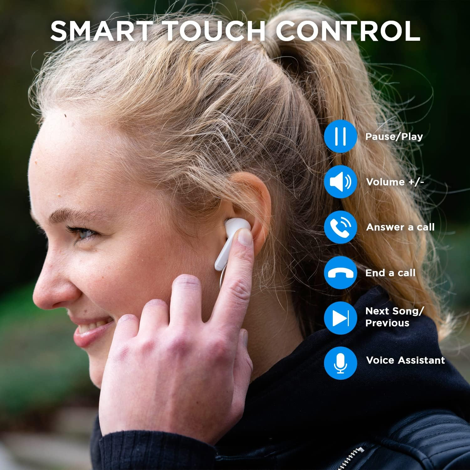 Blueelement Live ANC 5.1 Wireless BT Headset with Active (ANC), 4 Built-In 16 Hours Battery Life, USB-C Fast Charging Case for Ios/Android - BE-LIVE-2-ANC-WHITE Standard image number 4