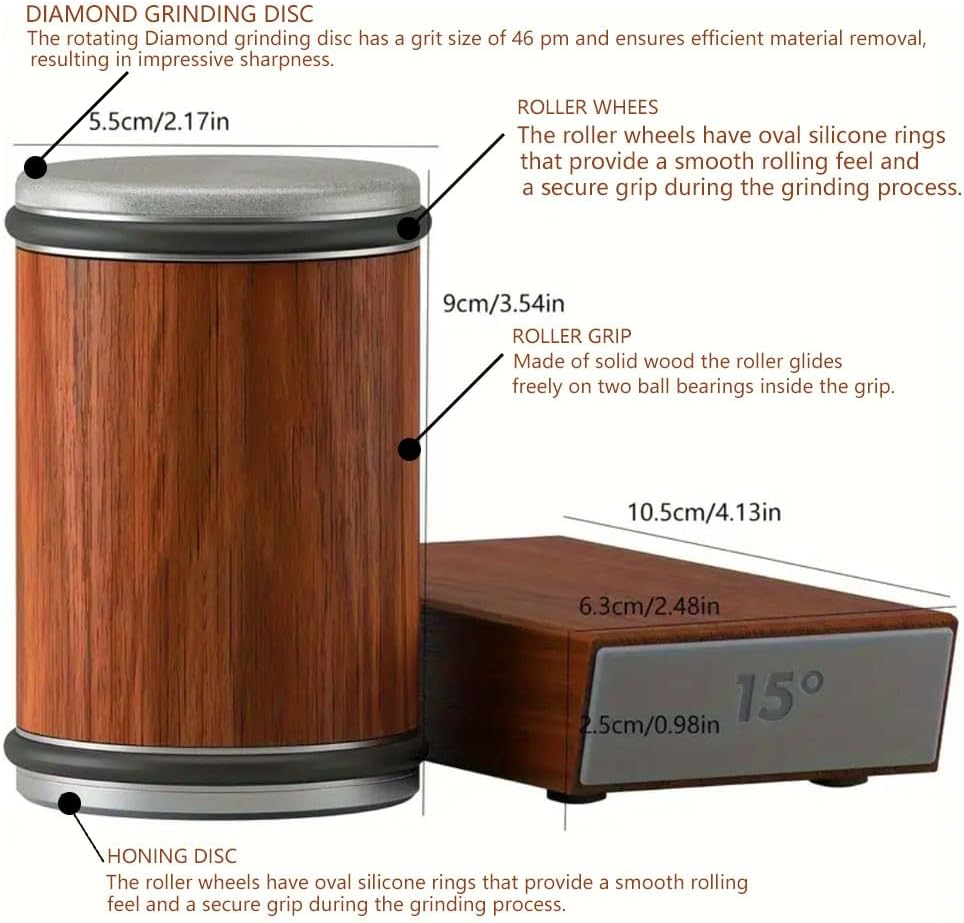 Rolling Knife Sharpener with 15-20 Degree Sharpening,Tumbler Rolling Knife Sharpening System for Kitchen Knives, Knife Sharpener Kit,Chef'S Knife Sets image number 4