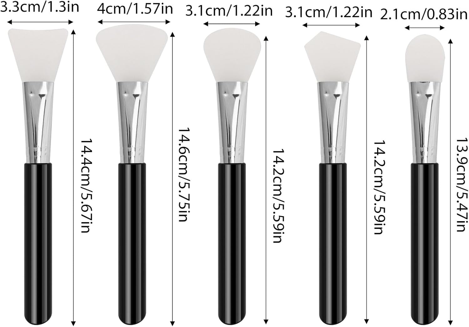 5 Pcs Silicone Face Mask Brush Set, Multi-Head Shapes Face Brush, Face Mask Applicator for Cream, Mud, and Gel Masks image number 4