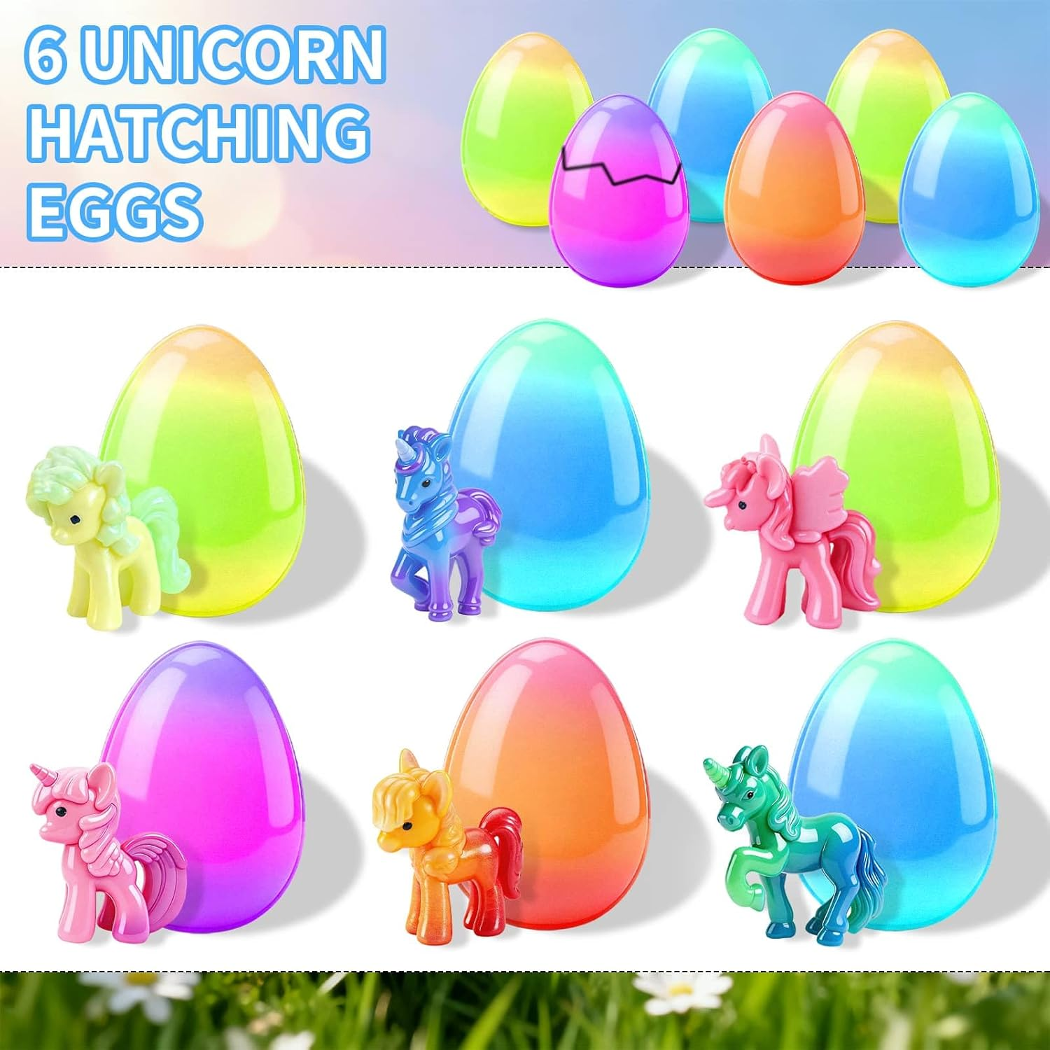 Unicorn Hatching Rainbow Eggs for Kids - 6 Pack Unicorn Gifts for Boys & Girls Age 3+ Year Old, Grows 600%, Birthday Christmasgifts Easter Basket Stuffers Gift, Gifts Girl for Ages 3 4 5 6 7 8 9