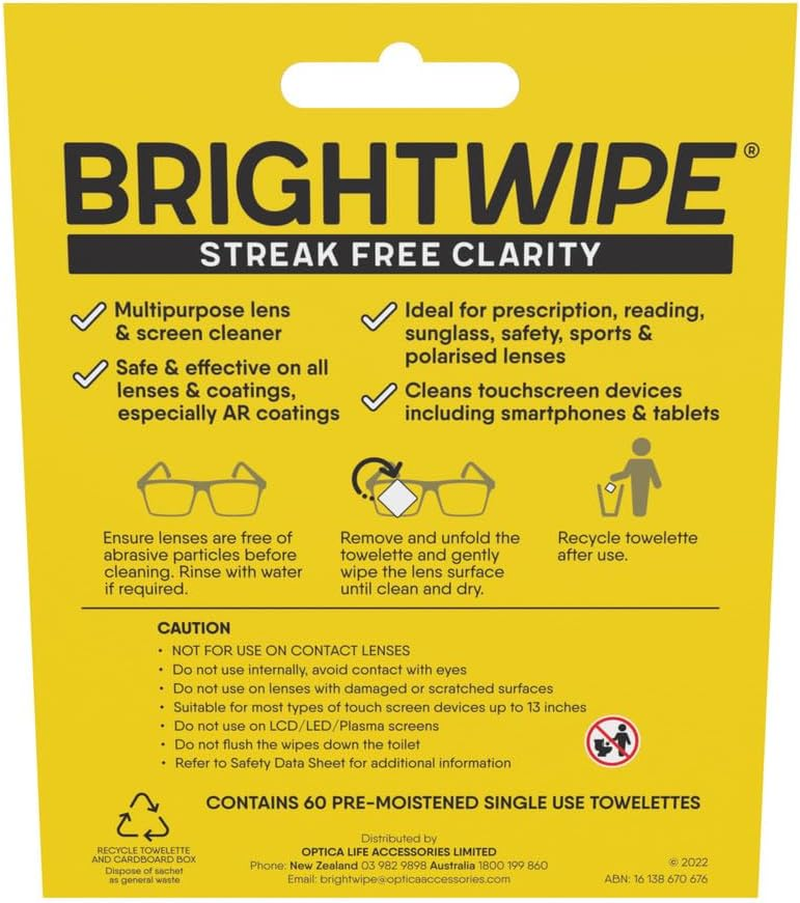 Bright Wipe Lens Clean Wipe 60-Pieces Pack image number 2