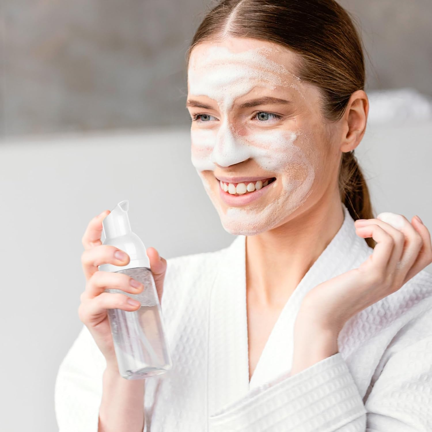 3 Pcs 2Oz Empty Travel Foaming Dispenser Soap Foam Bottle Foam Pump Bottle for Shampoo Hand Soap Lash Cleanser(Clear) image number 4