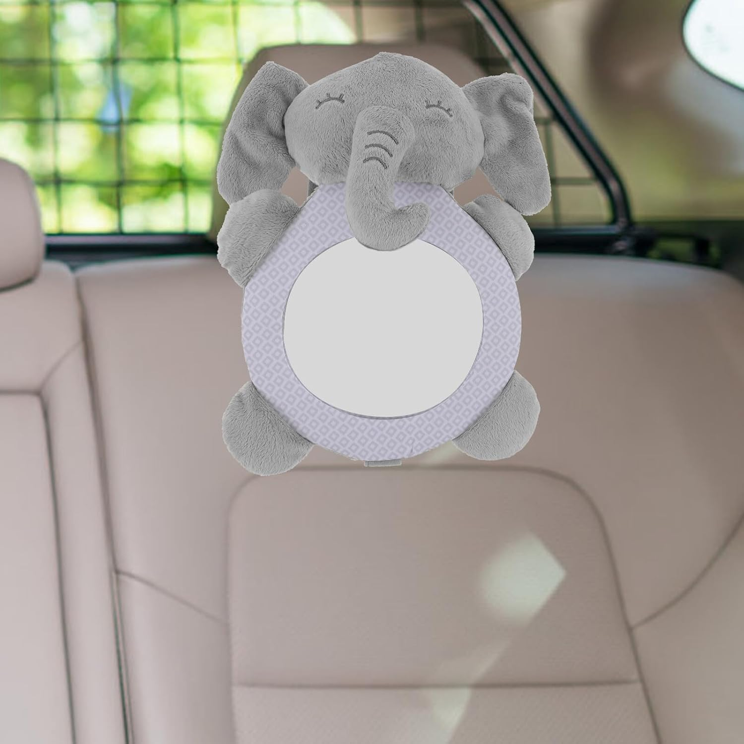 Car Seat Mirror for Rear Facing Safety with Wide View Angle Easy Installation Strap Cute Animal Design Calms Boy Girl during Travel Shatterproof Backseat Observation Accessory image number 1