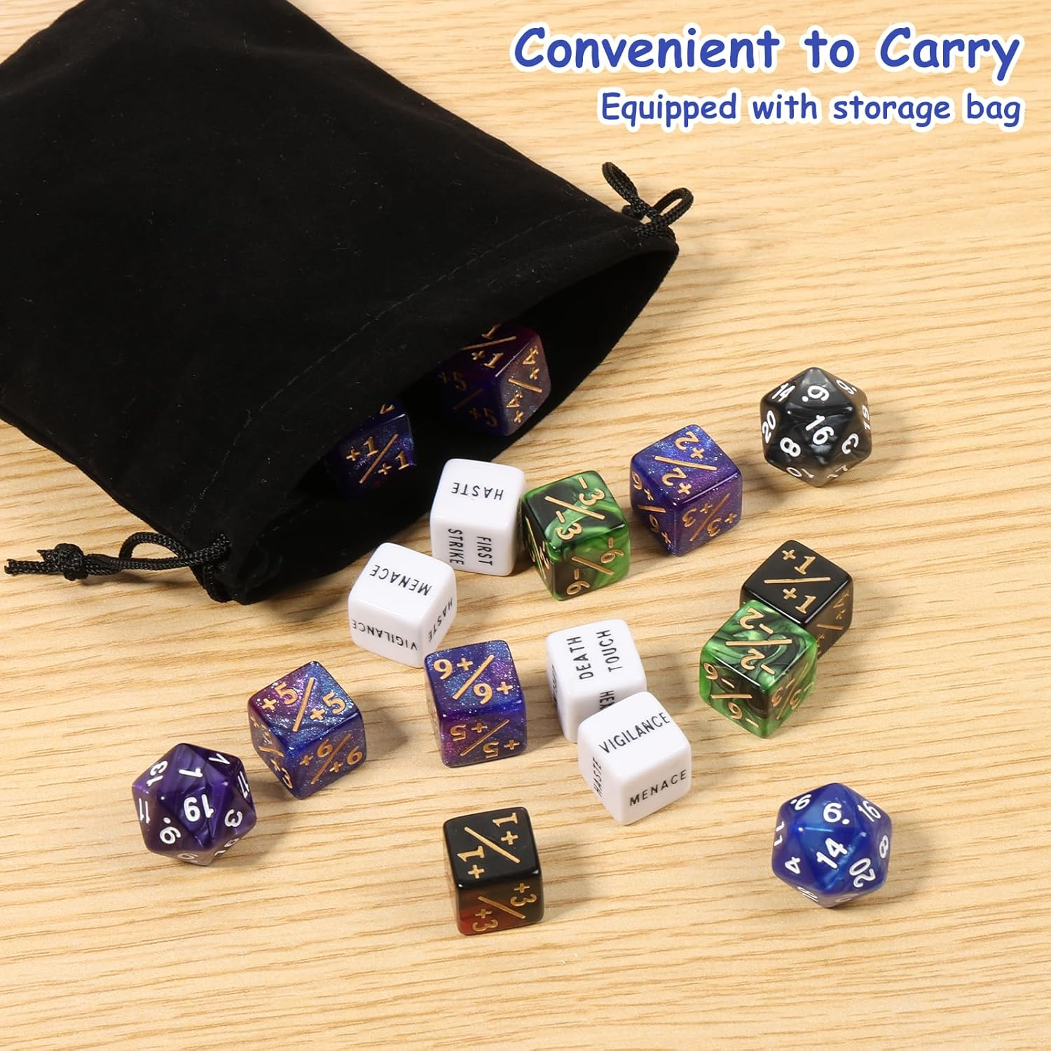 Fwqofvk 53 Pcs Counter Dice with Storage Bag, Acrylic Counter Dice Set Compatible with MTG, CCG, Card Gaming Accessory image number 1
