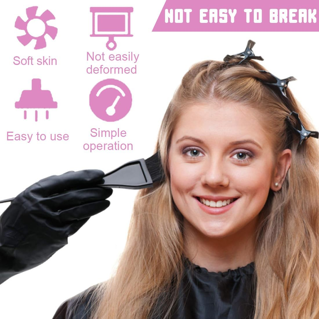 LAKJUOZ Hair Dye Brush Hair Dyeing Brush 2 Pieces Brush Hair Dyeing Hair Dye Comb Brushes Hair Dye Brush Applicator Tools for Barbershop and Home Colouring image number 5