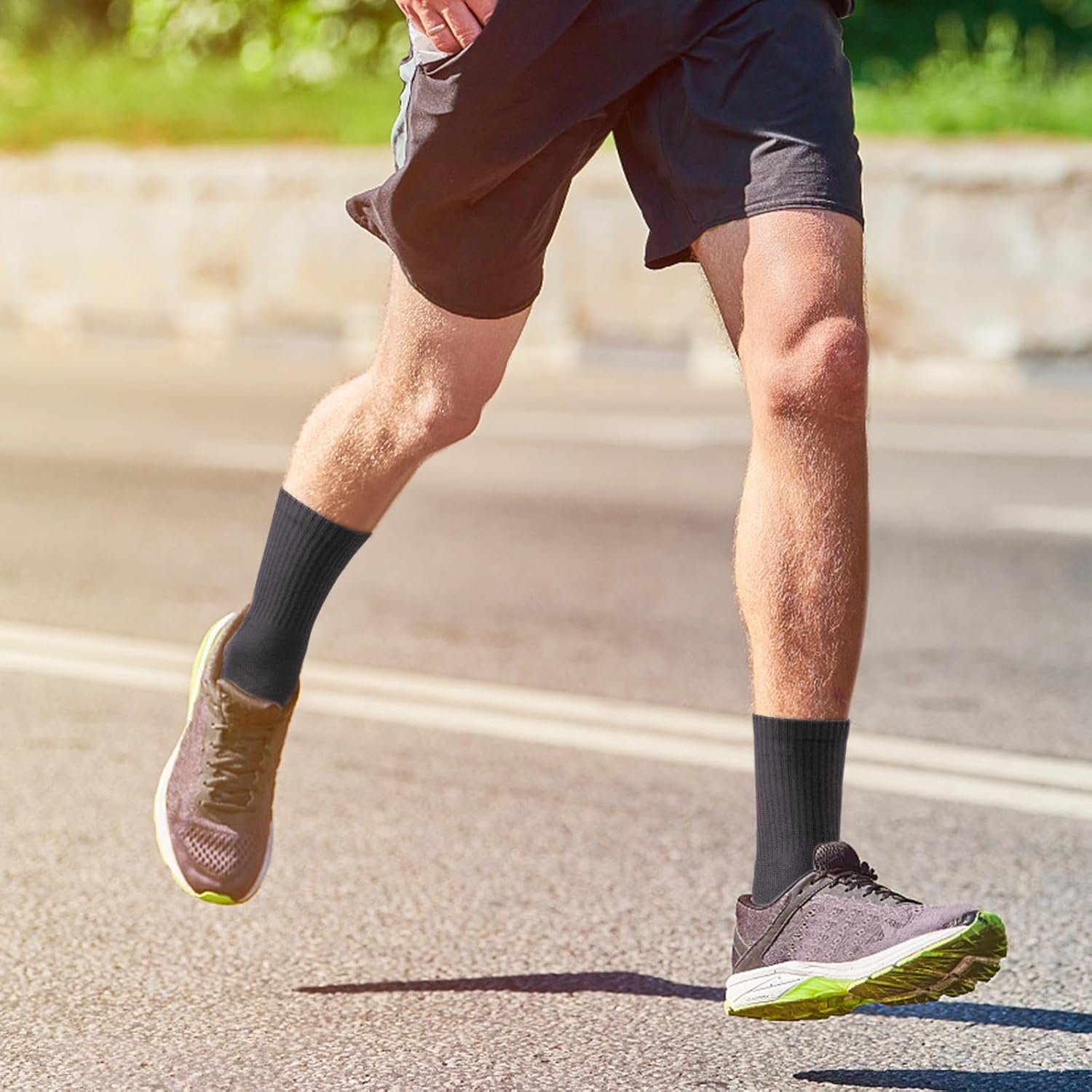 YUEDGE 6 Pairs Mens Socks Moisture Wicking Cushioned Crew Socks Breathable Anti-Odor Work Socks Performance Training Athletic Sports Socks for Men image number 1