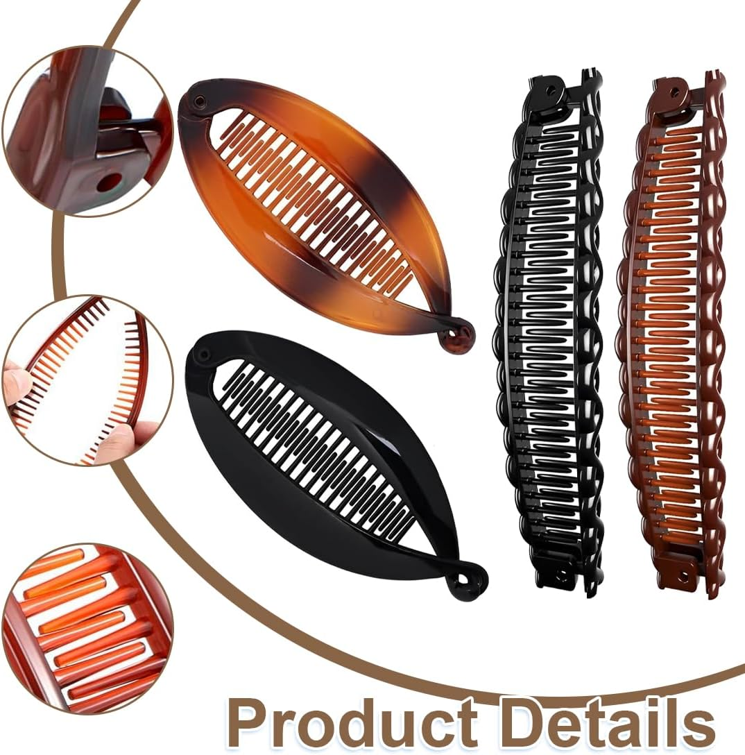 NHQZ 4-Piece Banana Clip Hair, Banana Clip, Retro Female Hair Accessory, Hair Comb, Banana Hair Clips, Women'S Thin Hairstyle, for Curly or Straight Hair Women and Girls image number 6