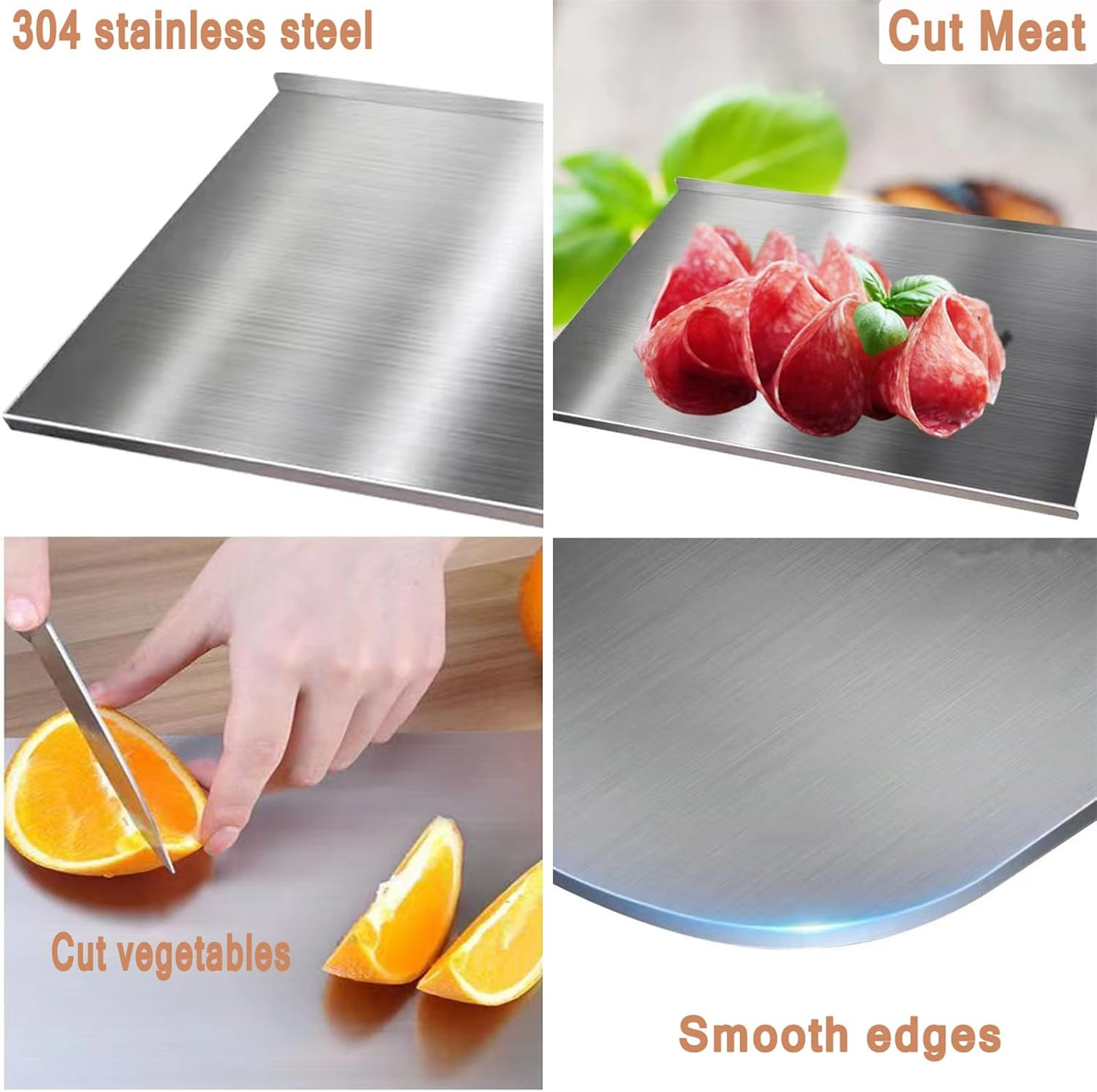 Cutting Board with Lip,304 Stainless Steel Cutting Board for Kitchen,L Shape Pastry Board,Kneading Board Cutting Mats,Stainless Steel Chopping Board Metal Cutting Board (40 * 50Cm/15.7 * 19.7In)) image number 2