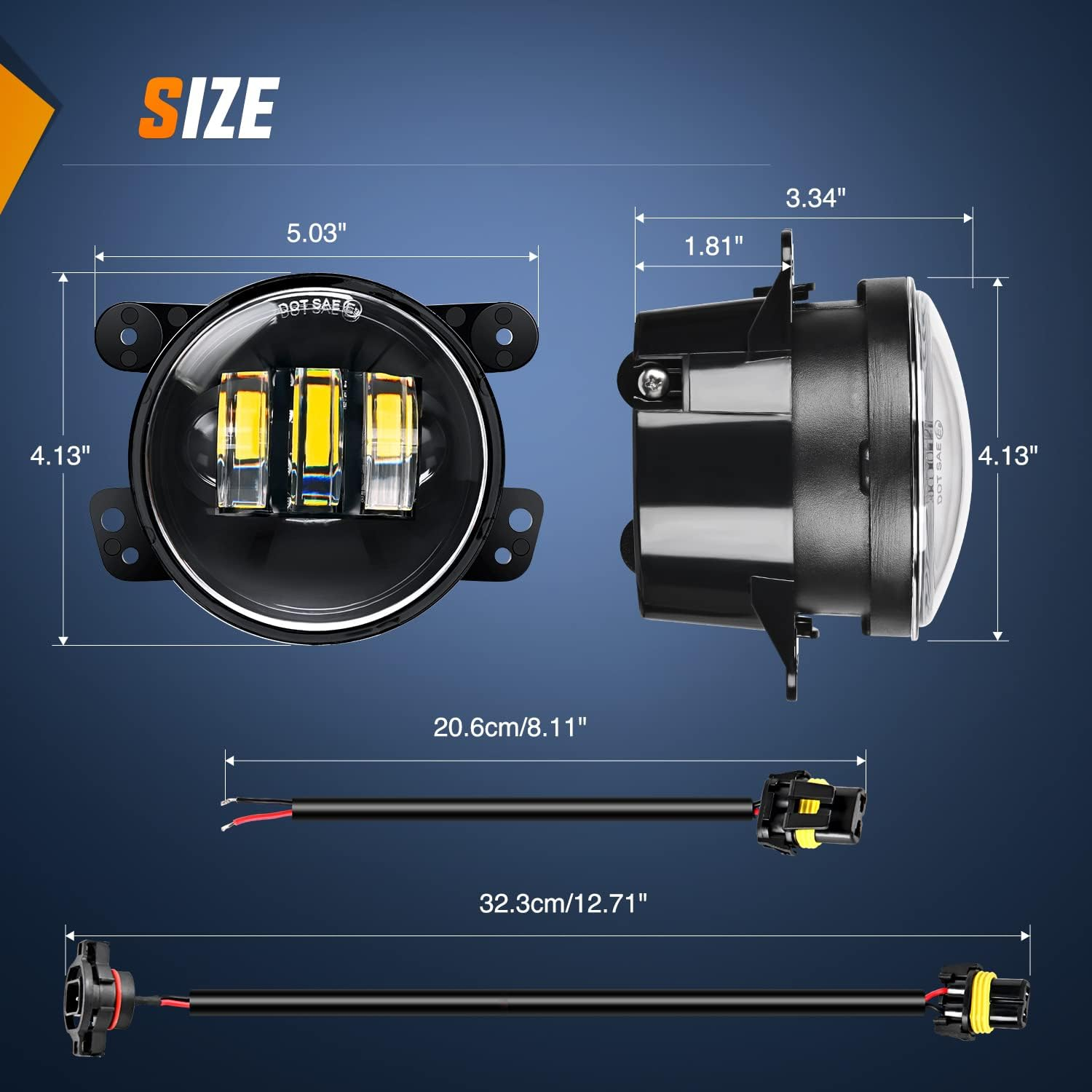 Nilight 4 Inch LED Fog Light Assembly Compatible with 2007-2018 Jeep Wrangler JK Unlimited JKU with Conversion Cables Front Bumper Replacement 60W Driving Offroad White LED Foglights image number 4