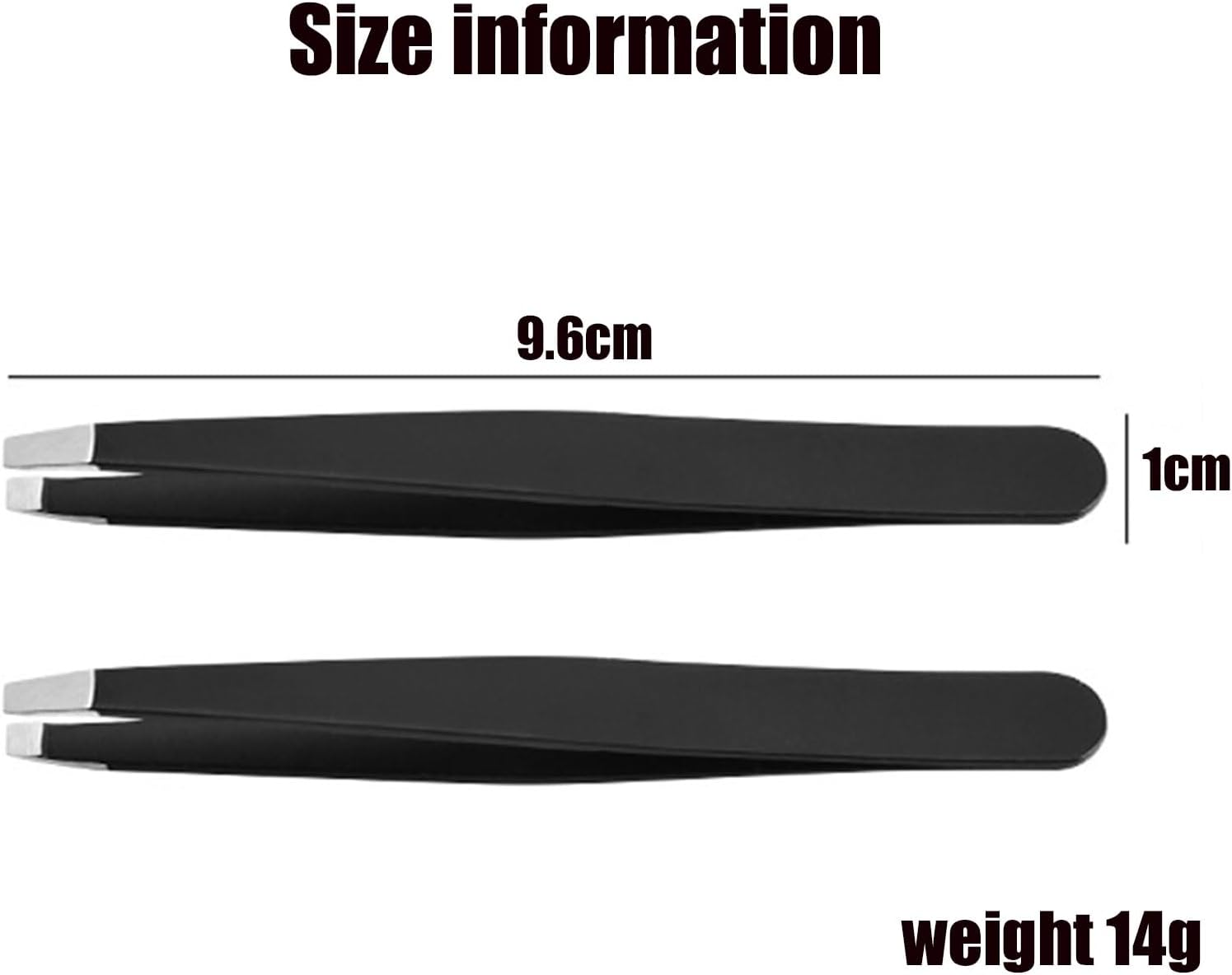 Professional Stainless Steel Eyebrow Tweezers 2 Pack Black Precision Slanted Tweezers for Ingrown Hairs Facial Hair Removal image number 5