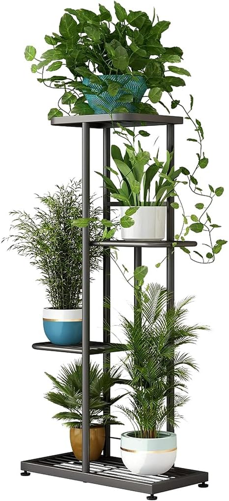 Delsol Metal Plant Stand,Multiple Stand Holder Shelf Rack, Indoor&Outdoor Planter Display Shelves for Patio Garden, Living Room, Corner Balcony and Bedroom (Dark Grey, 4 Tier-5 Potted) image number 2