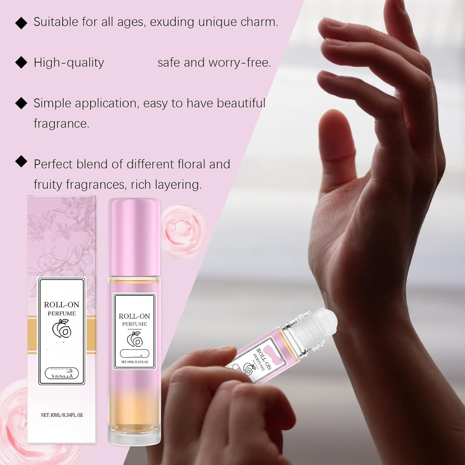 Vanilla Roll - on Perfume for Women & Men, Long - Lasting Fresh Fruity Fragrance, Portable Rollerball Fragrance Oil, Suitable for All Occasions: Work, Dates and Parties,Convenient to Carry (2PCS) image number 3