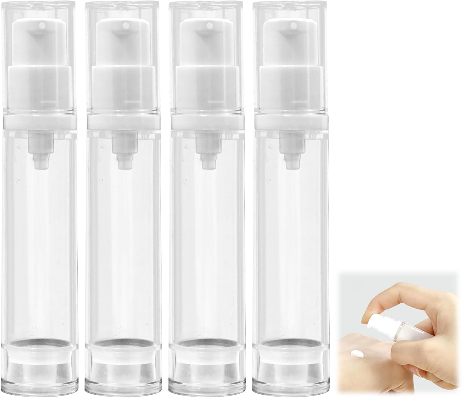 4 Pack 10Ml Airless Pump Bottles - Refillable Vacuum Travel Containers for Lotion, Cream, Serum, Foundation, Leak-Proof Clear Plastic Mini Dispensers, Bpa-Free image number 6