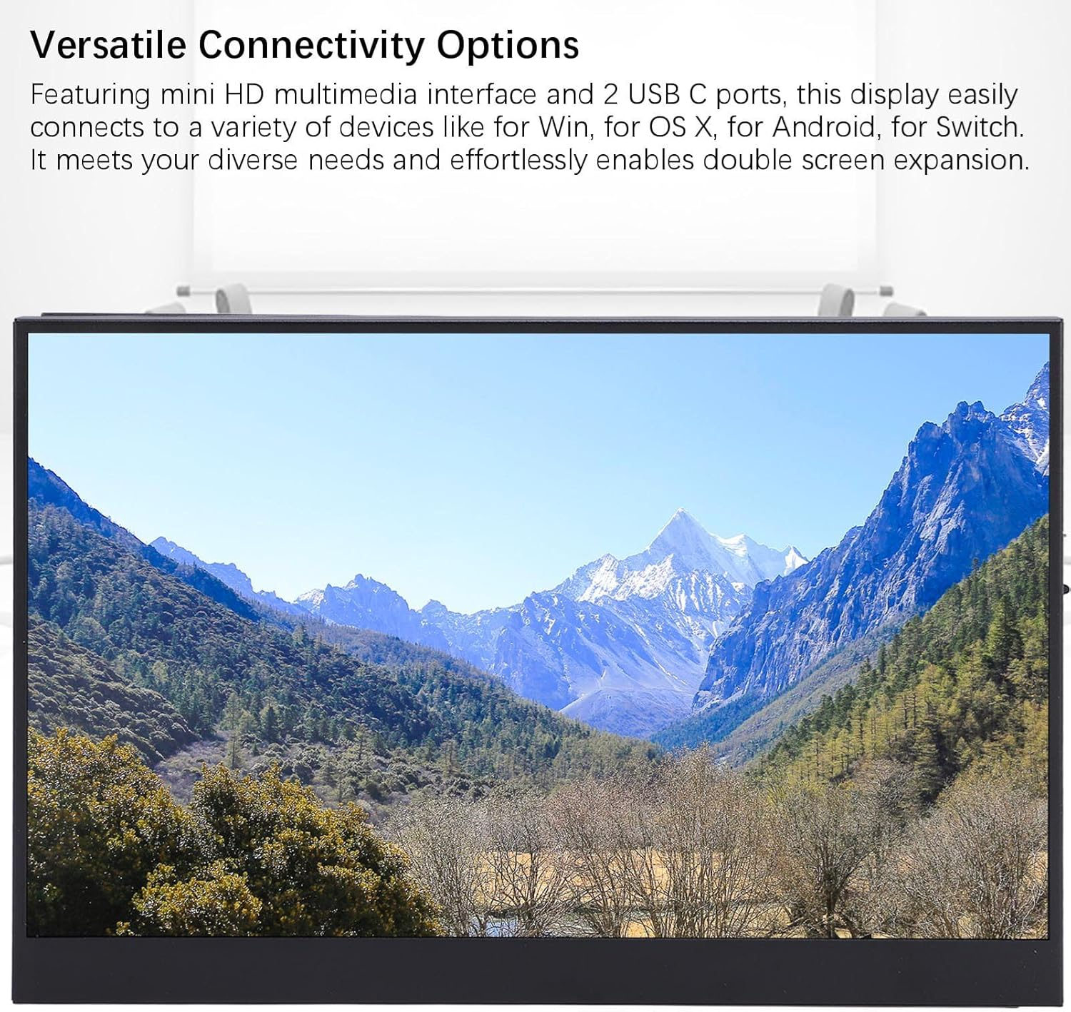 Portable Monitor 12 Inch FHD 1920X1200 Display with USB C & HDMI Ports, 185PPI IPS Screen Portable Second Monitor for Winds, OS X, Android, Switch image number 5
