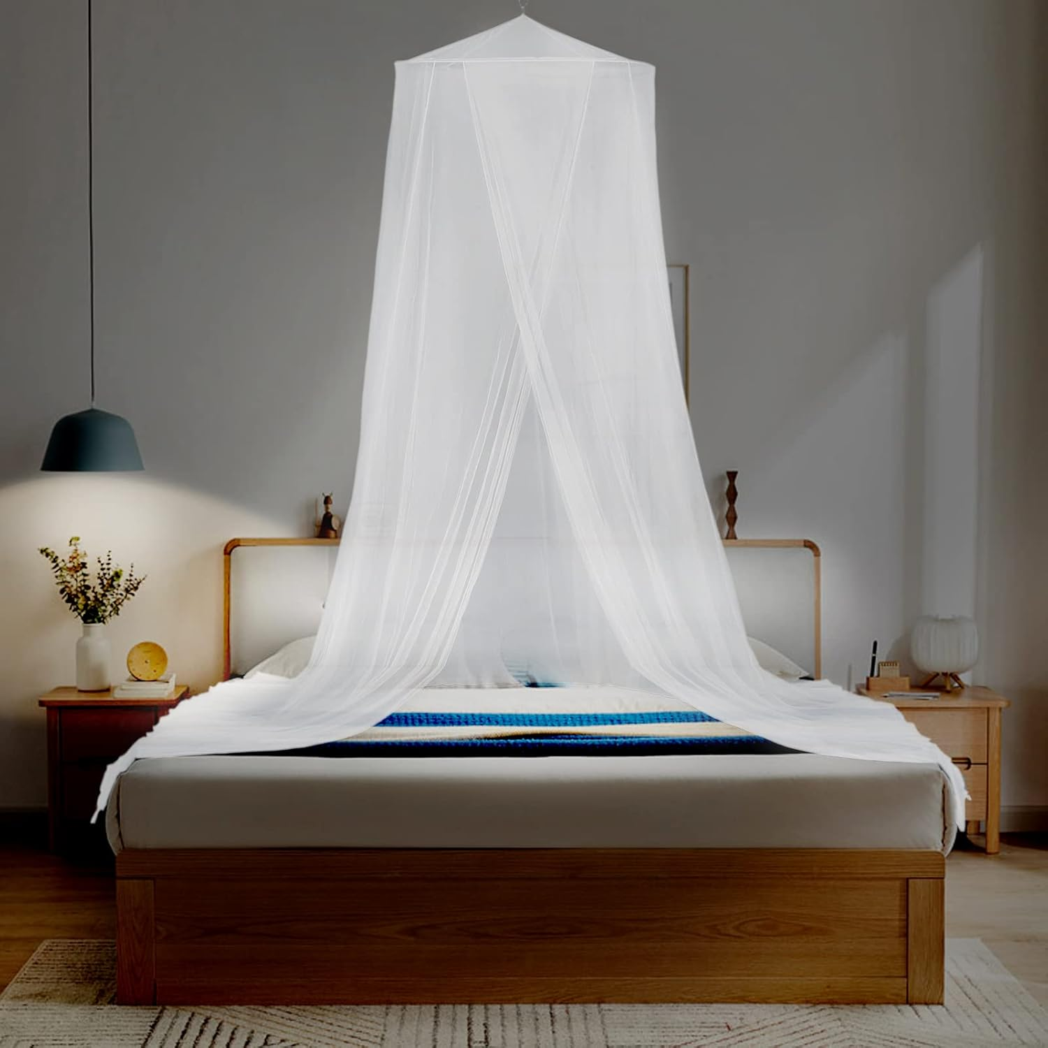 GWHOLE Universal Mosquito Net for Bed Canopy Netting for Single to King Size Beds, White image number 6