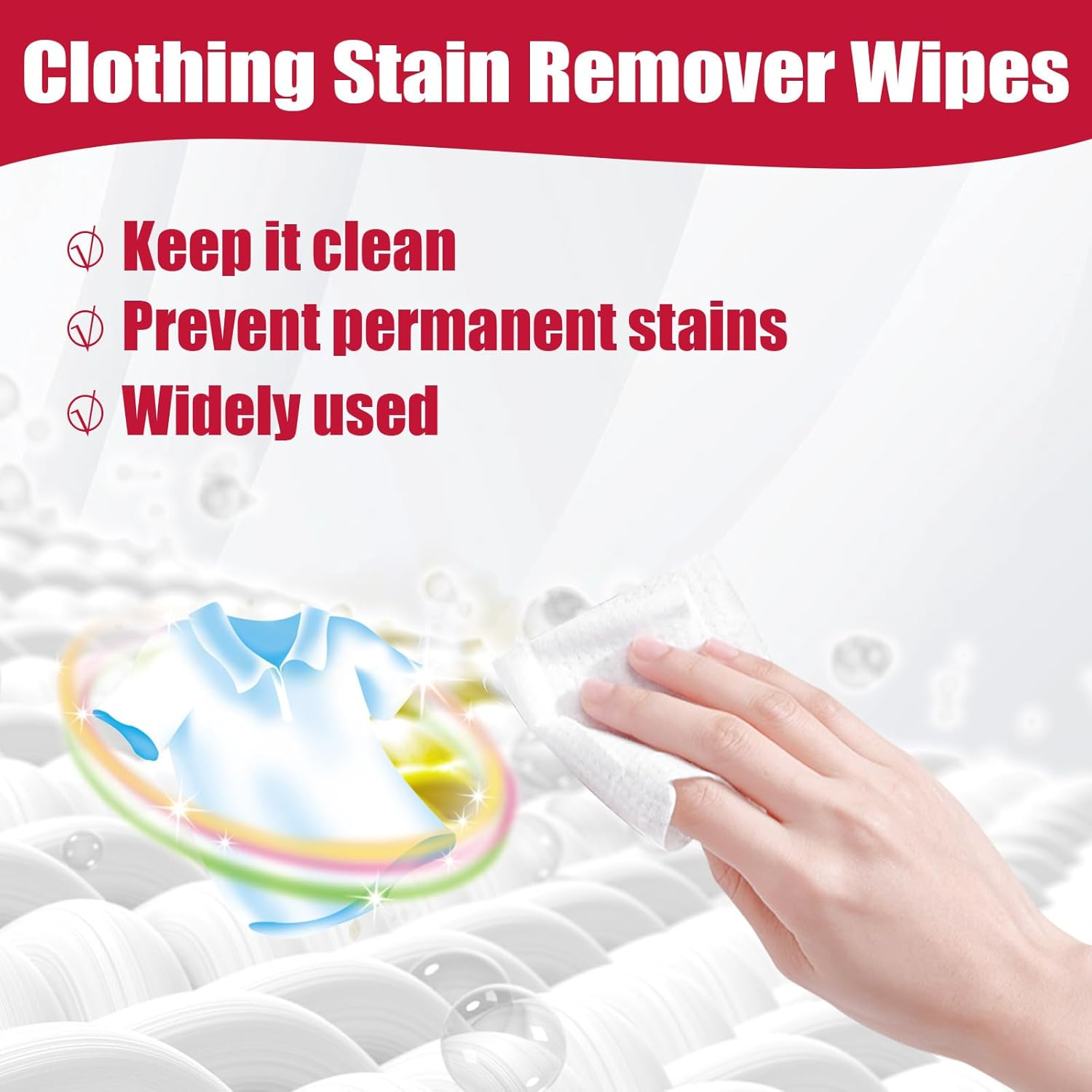 Clothing Stain Remover Wipes, 20-Pack, Deep Cleaning Wipes for Clothes image number 2