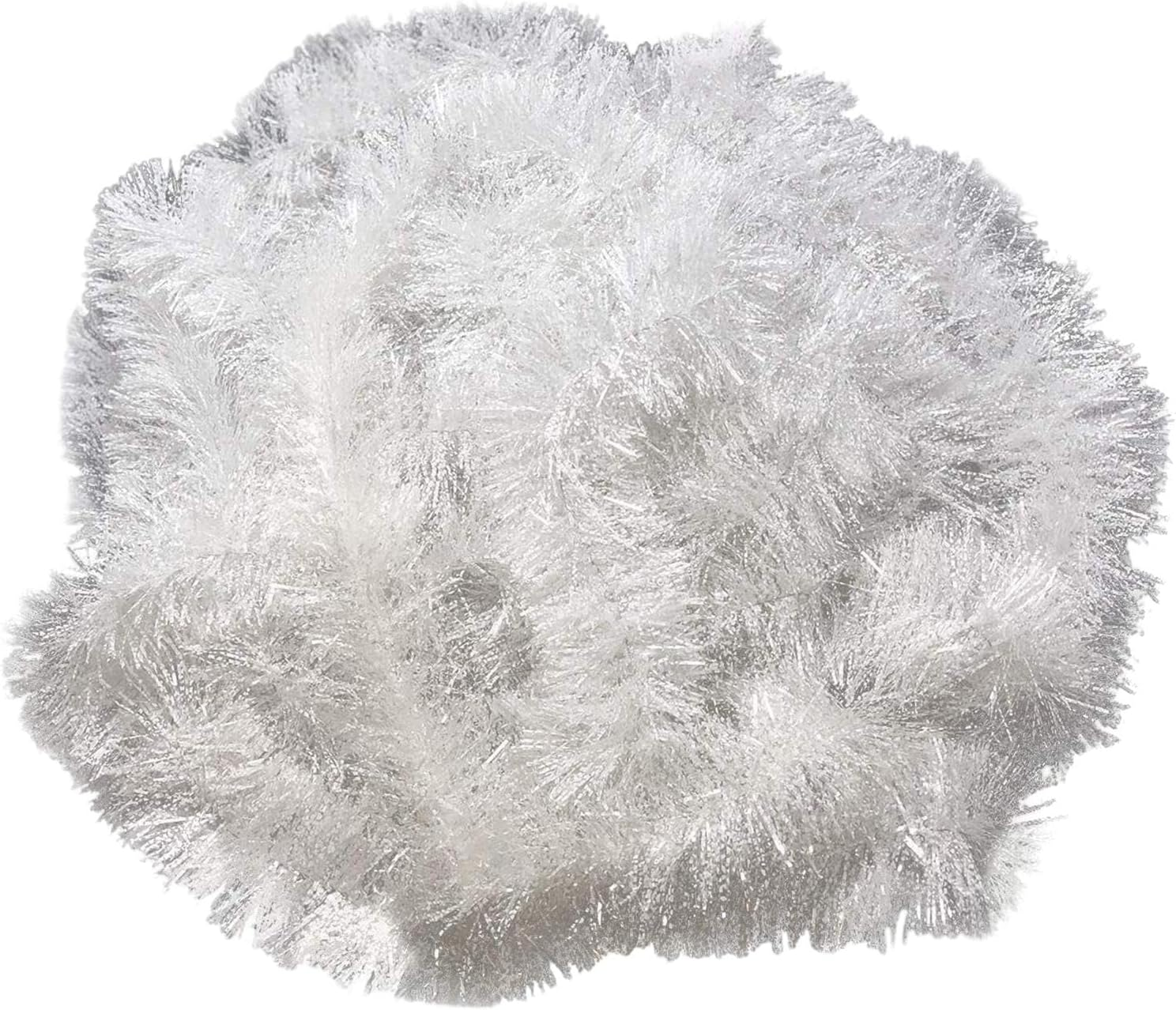 TENOL Glitter Tinsel Wire Christmas Ribbon Christmas White Tinsel Artificial Christmas Garland for Xmas Mantle Events Party Outdoor image number 3