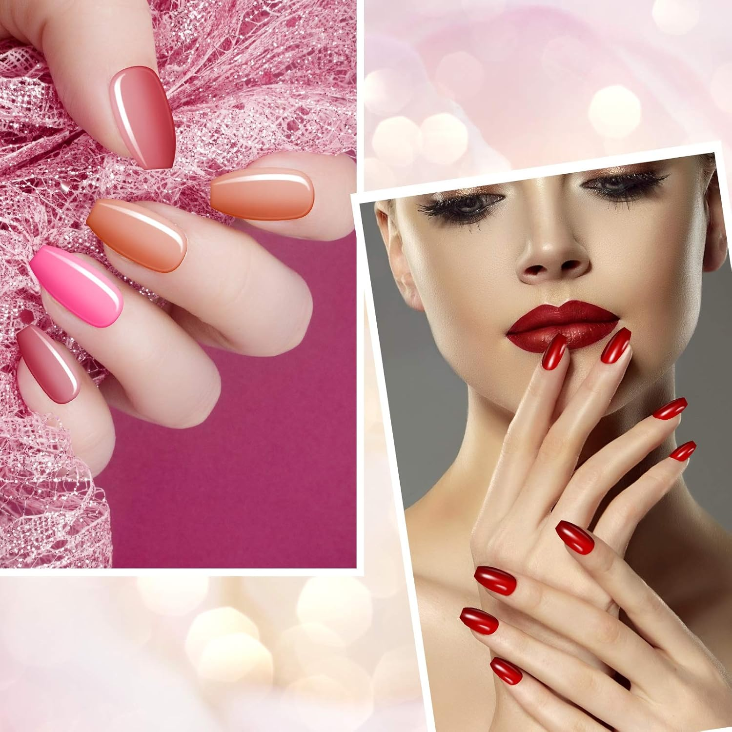 Maitys 720 Pieces 30 Sets Medium Square Press on Nails Glossy Fake Nails Solid Color Artificial Tips Full Cover for Women Girls Ballerina Diy(Classic Colors) image number 4