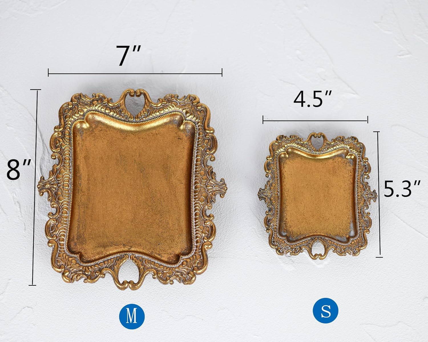 Funly Mee Small Antique Trinket Dish Vintage Gold Jewelry Tray, Ring Holder - Gold image number 3