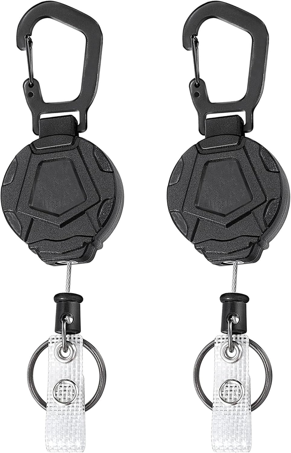 ONEIN Retractable Keychain with Carabiner Clip, Heavy-Duty Badge Reel with Steel Wire Rope, Reinforced ID Holder for Work, Outdoor, and Everyday Use &ndash; Pack of 2 image number 2