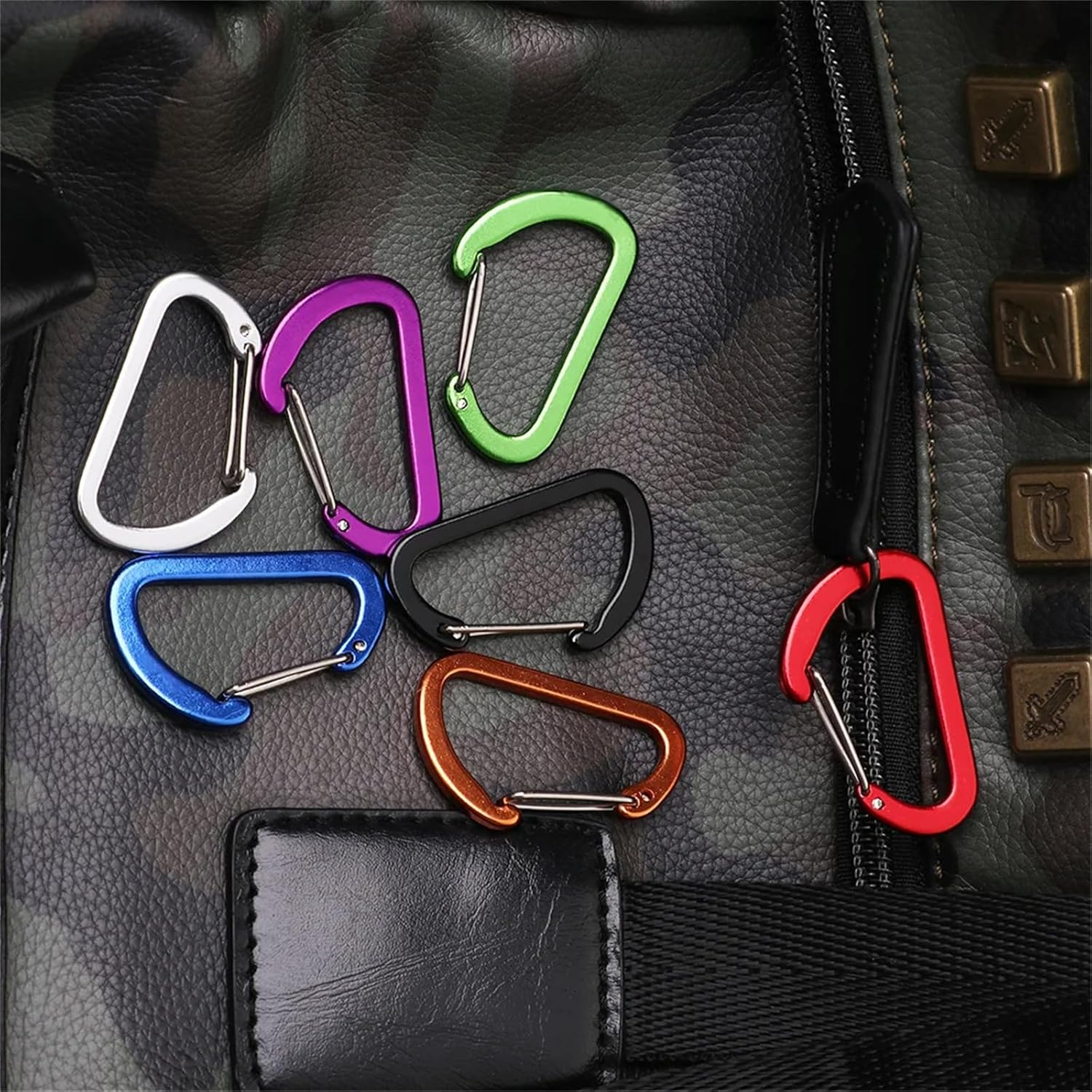 10 PCS 5 CM Locking Carabiner Keychain Clips, Aluminum Carabiner D Ring D-Shaped Spring Snap Hook Key Clip Connect Hooks for Keychain Keyring Belt Loop Water Bottle Backpack Hiking Camping image number 6