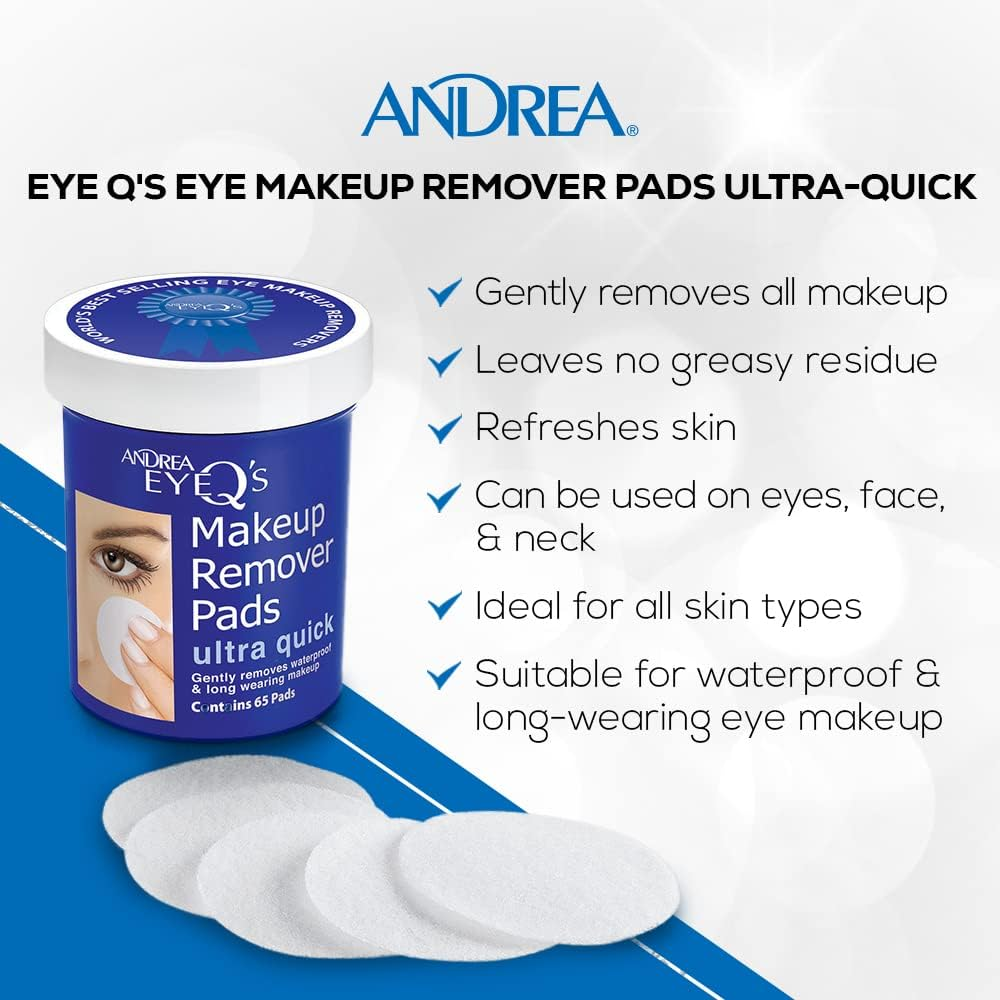 Andrea Eye Q'S Ultra Quick Eye Makeup Remover Pads, 65-Count (Pack of 6) image number 1