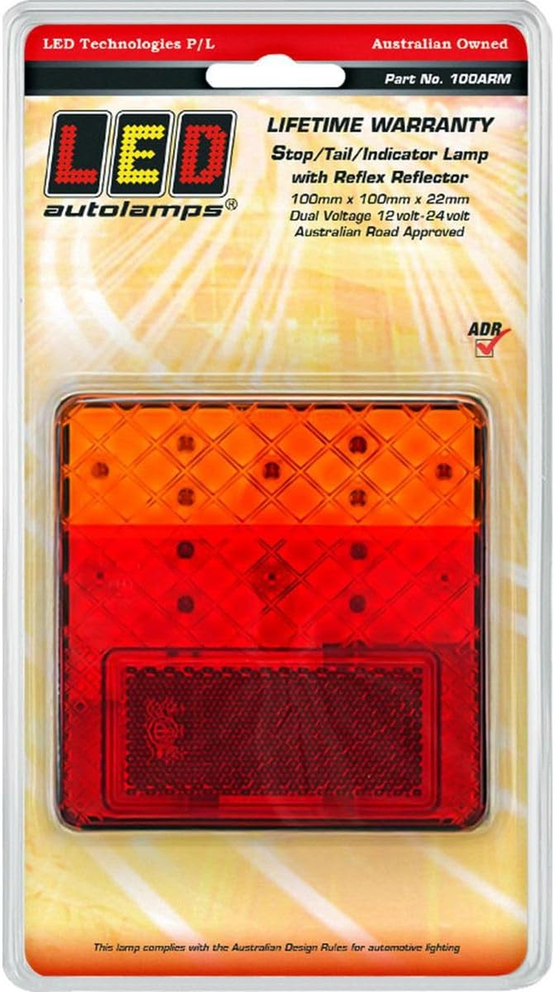 100 Series Stop/Tail/Indicator Lamp with Reflex Reflector, 100 Mm X 100 Mm X 25 Mm Size image number 1