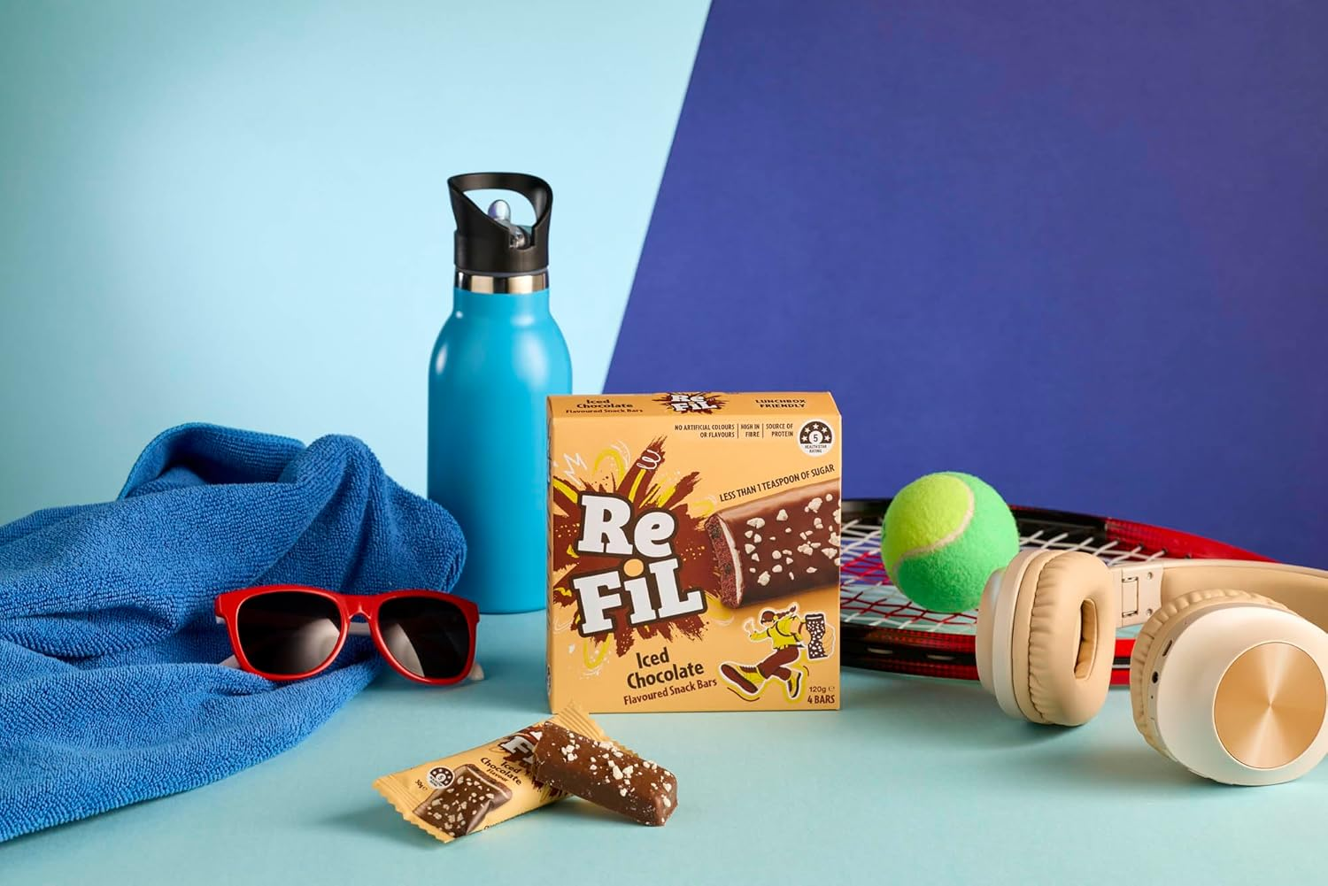 Refil Iced Chocolate Snack Bars, High Fibre, Protein, Less than 1 Teaspoon Sugar, 4Pk, 120G image number 3