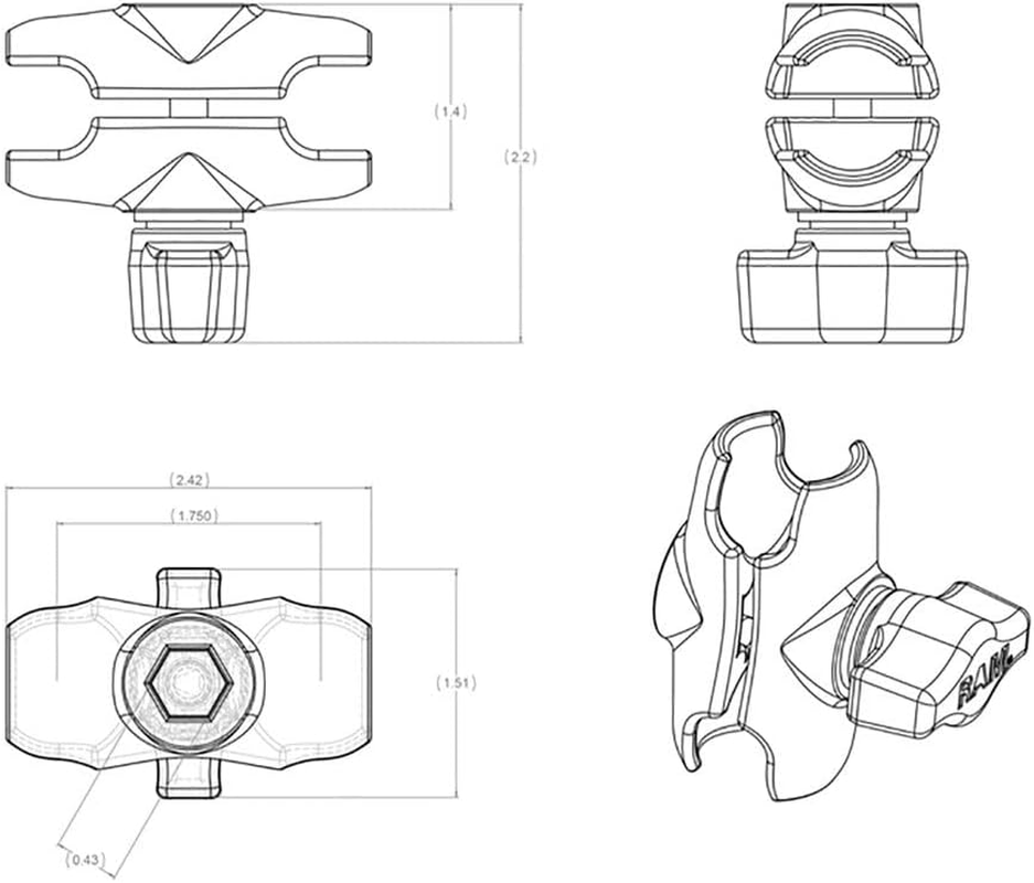 RAM Mounts Double Socket Arm B Size image number 6