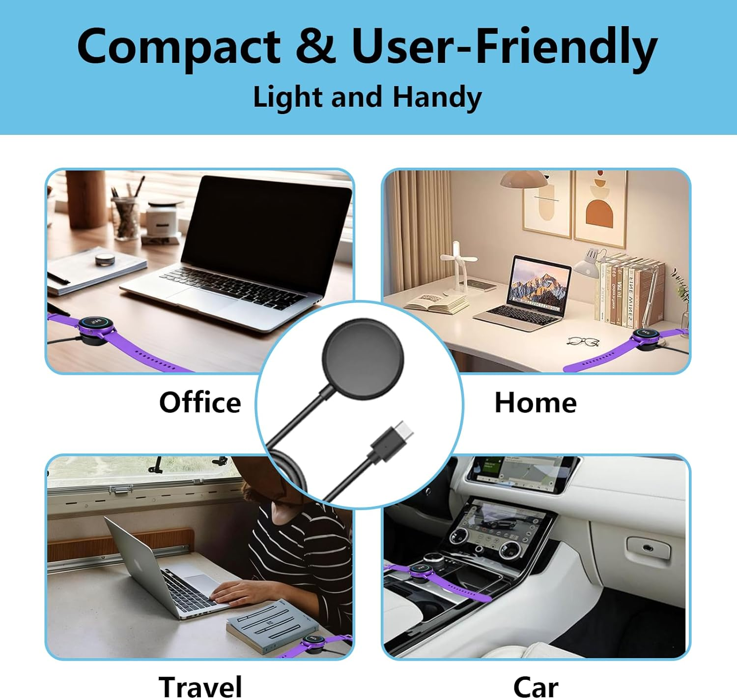 ONBPIY Type C Charger for Samsung Galaxy Watch 8/7/6/5/4/3/Ultra/Classic/Fe 1M Fast Charging Cable Compatible with Multiple Watch Models