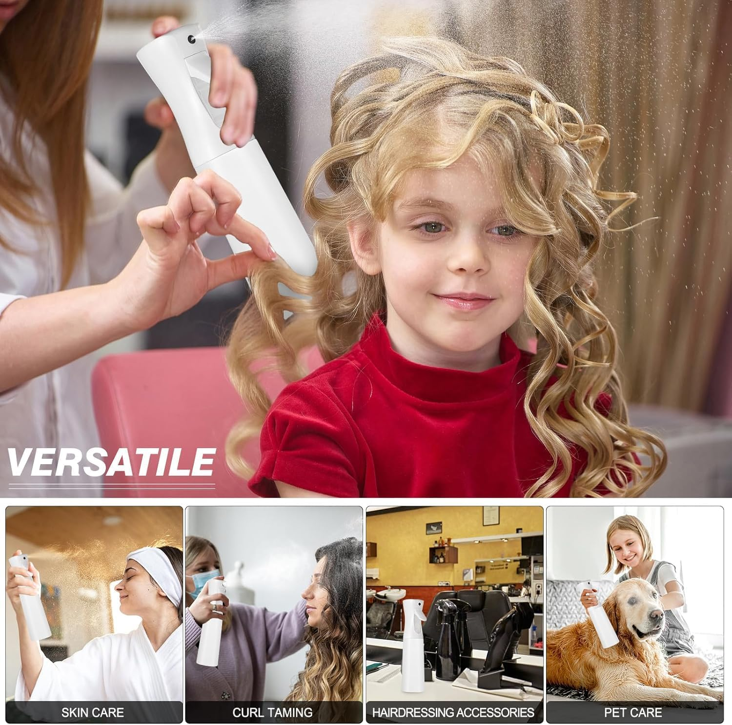 Fine Continuous Spray Bottle, 2Pcs Hair Spray Misting Bottle,Fine Mist Spray Bottle,Hair Water Spray Bottle,Continuous Mister Water Spray Bottle,Fine Mist Spray Bottle Water Mister Spray Bottle,200Ml image number 1